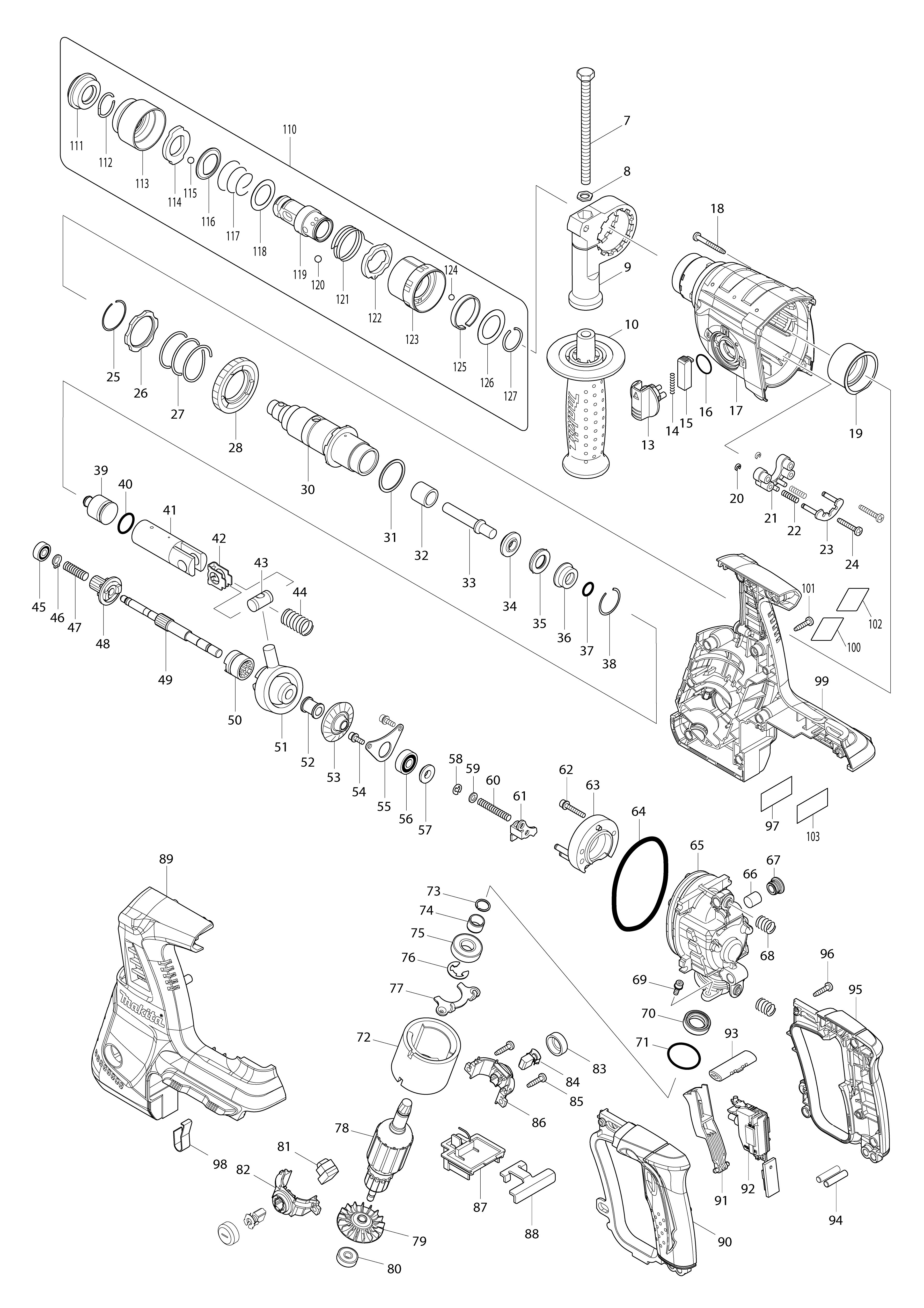 Vue éclatée Makita BHR262T#01