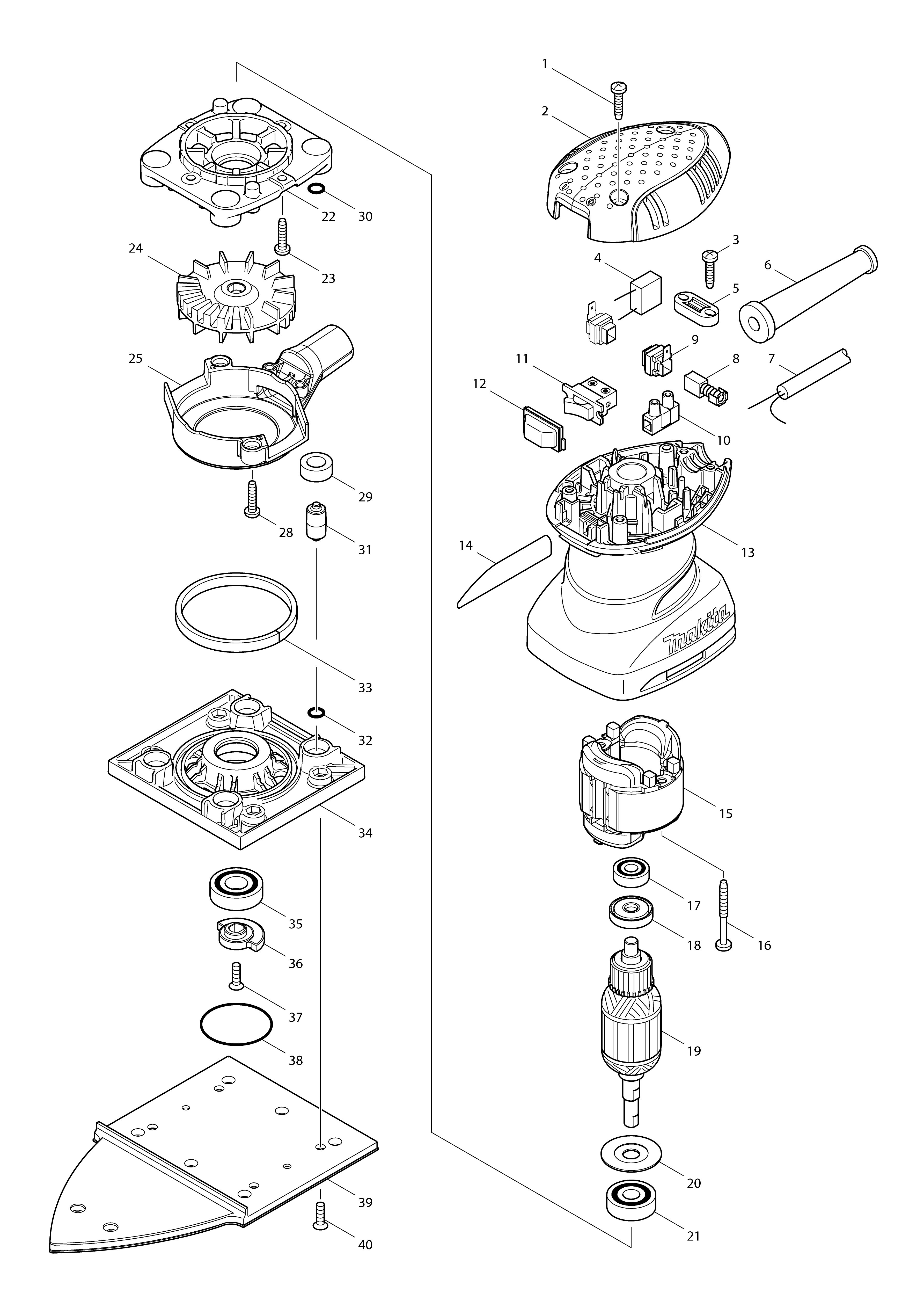 Vue éclatée Makita BO4565#01