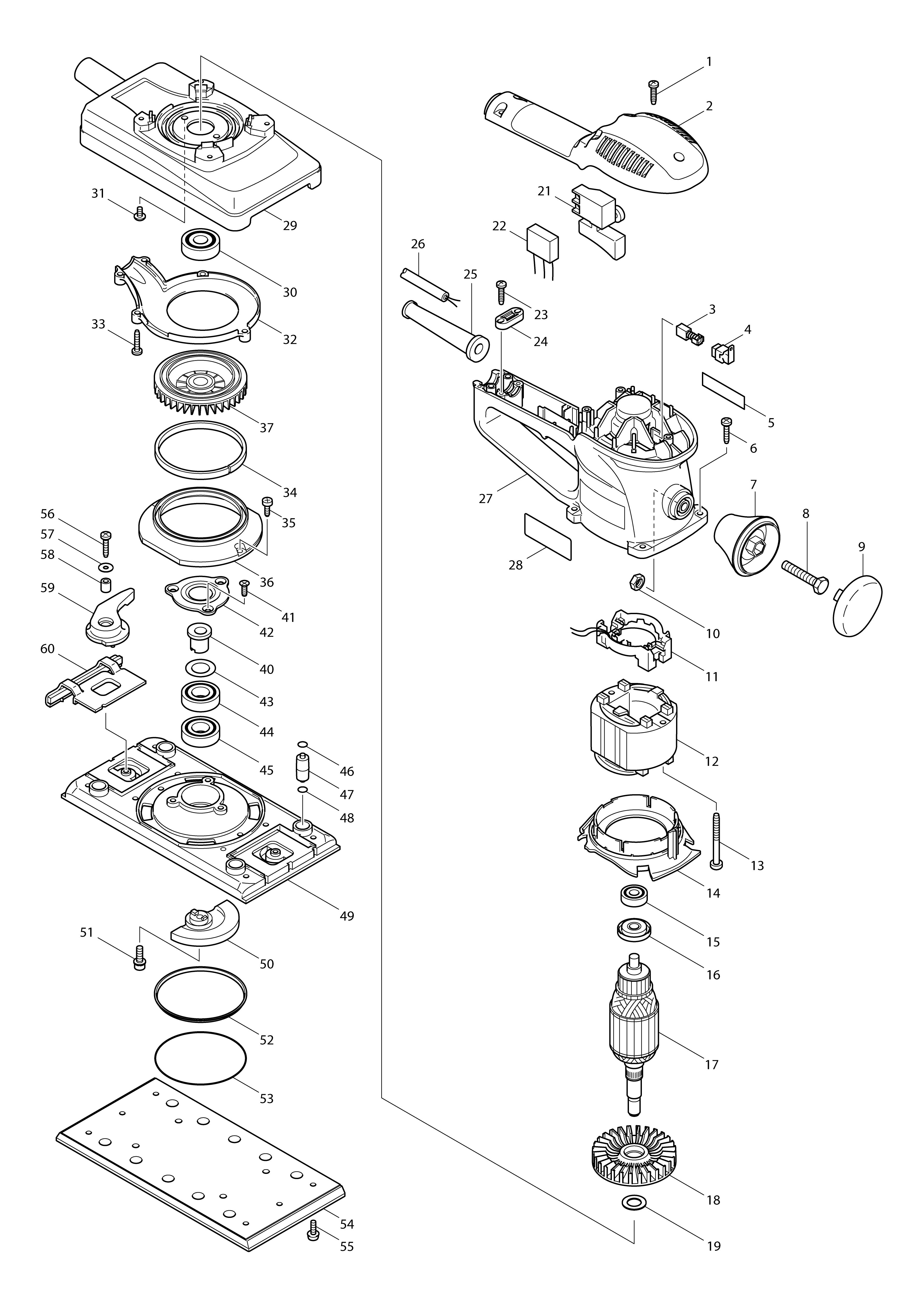 Vue éclatée Makita BO4900#01