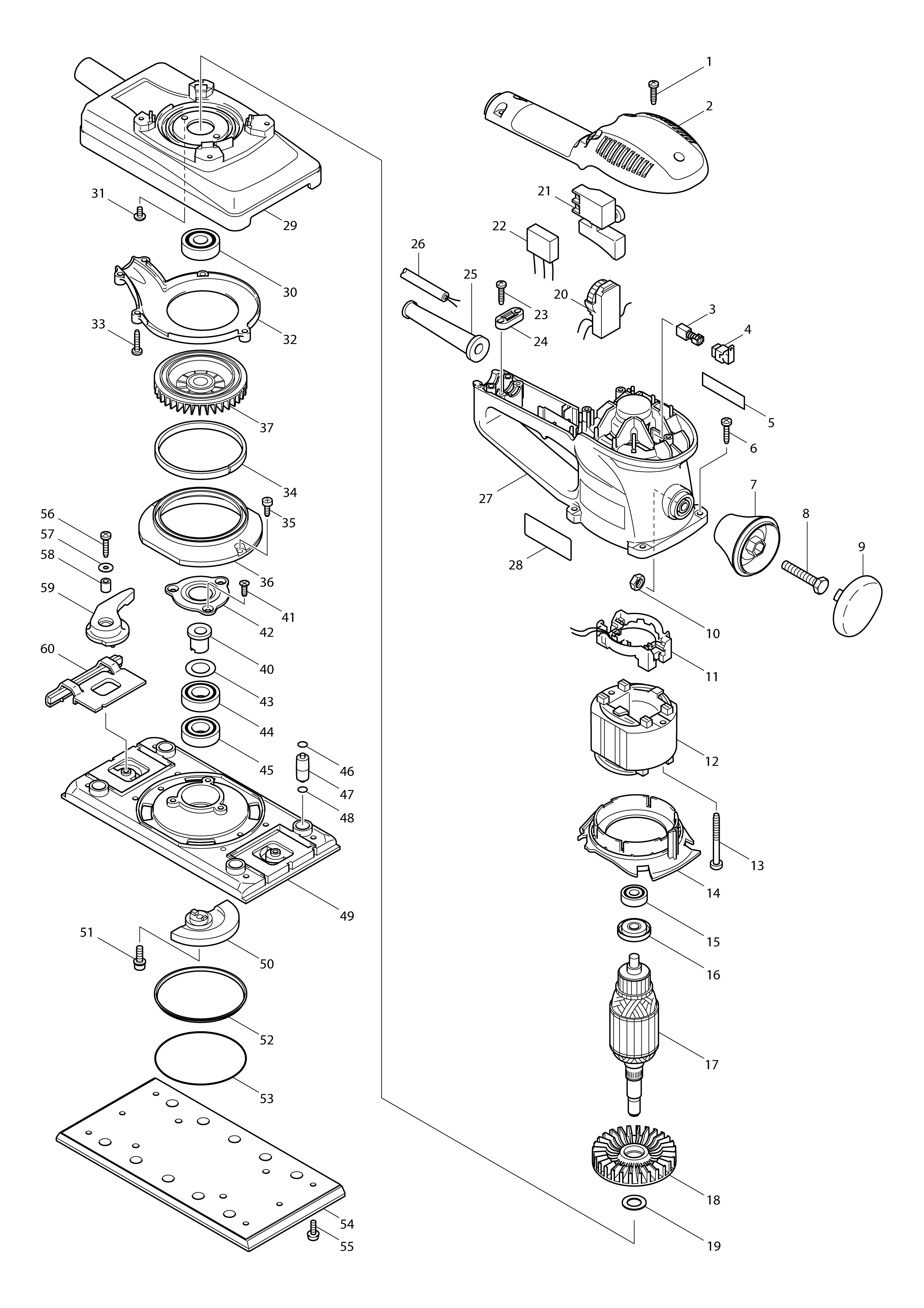 Vue éclatée Makita BO4900V#01