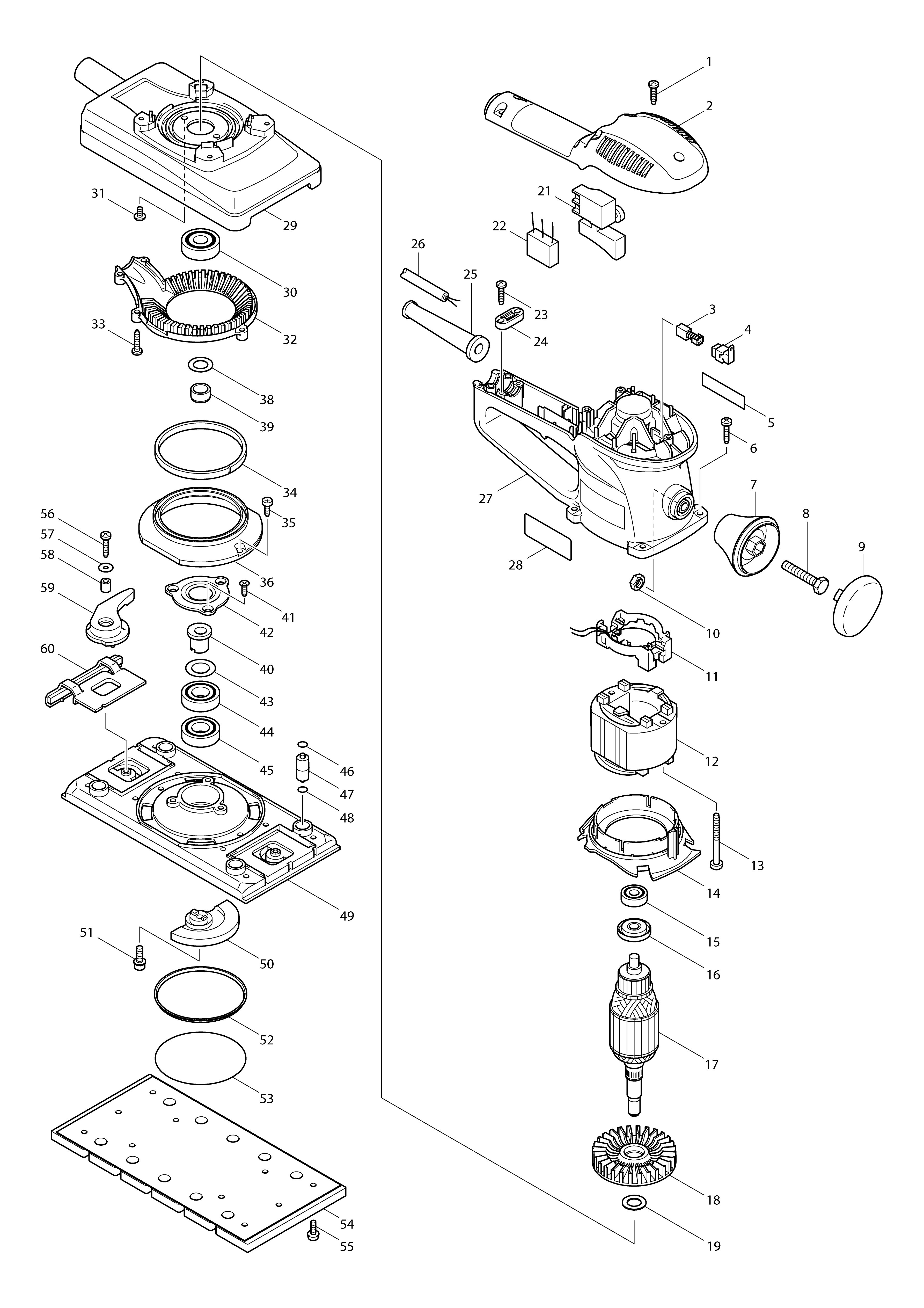 Vue éclatée Makita BO4901#01