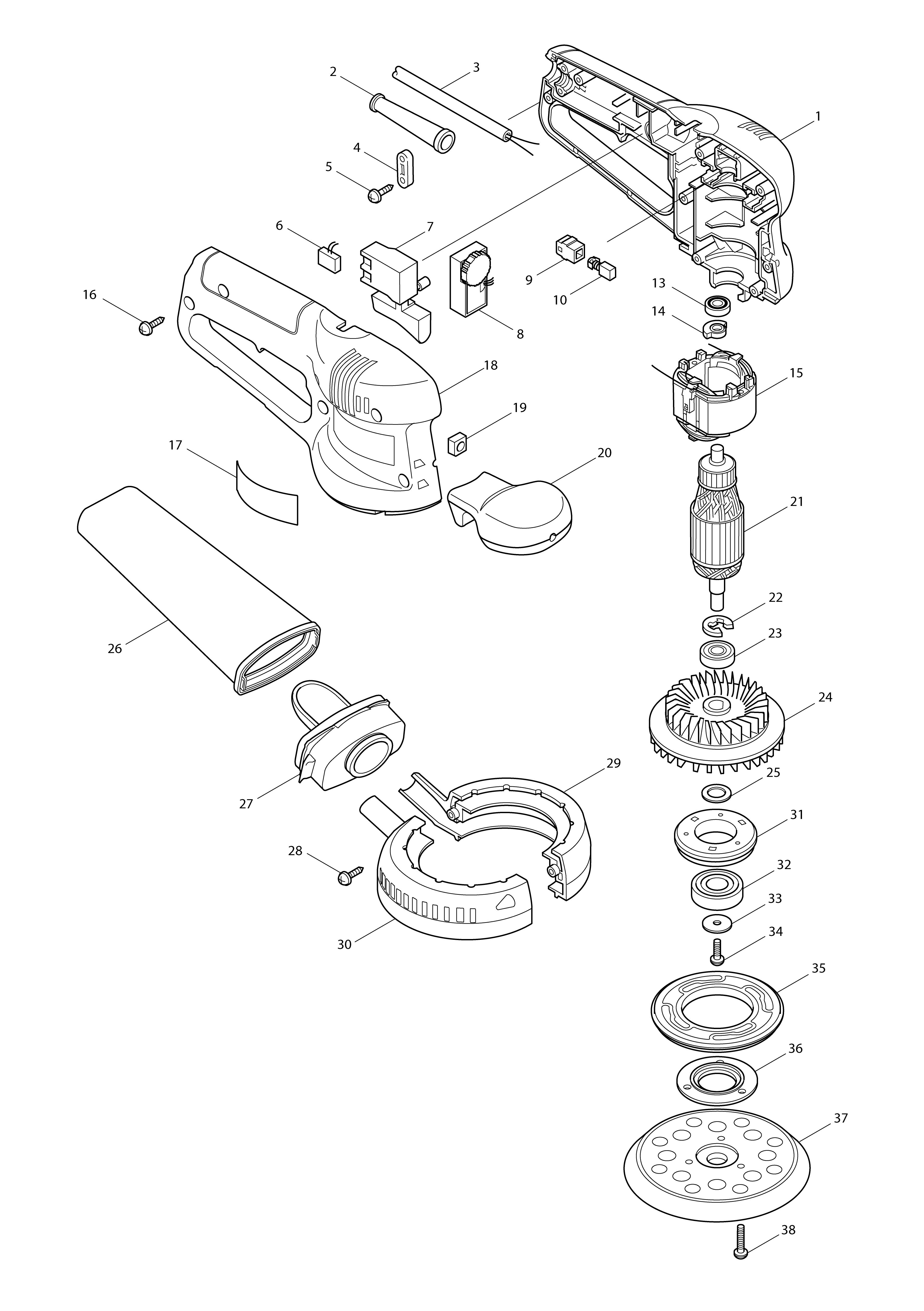 Vue éclatée Makita BO5021#01