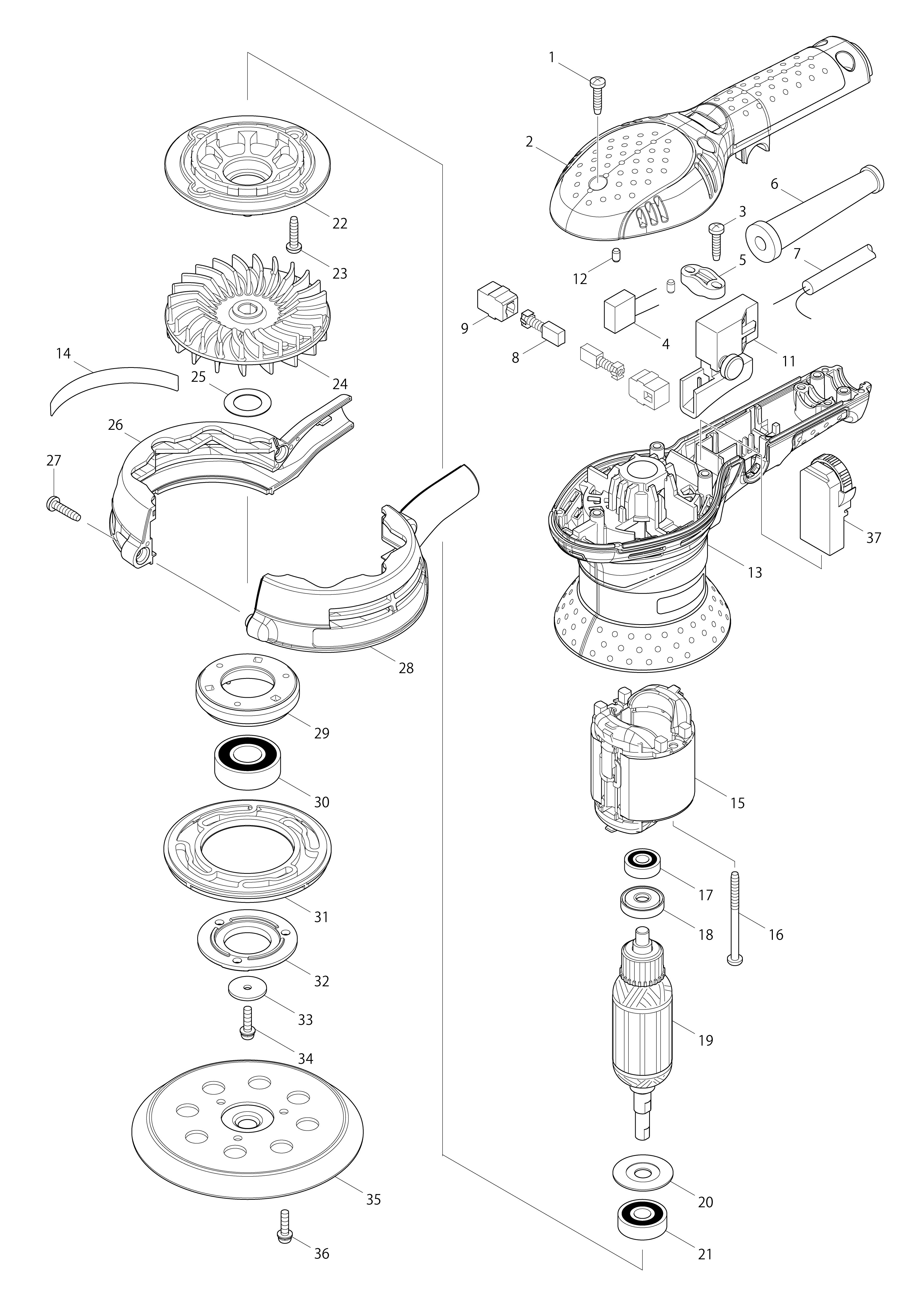 Vue éclatée Makita BO5041#01