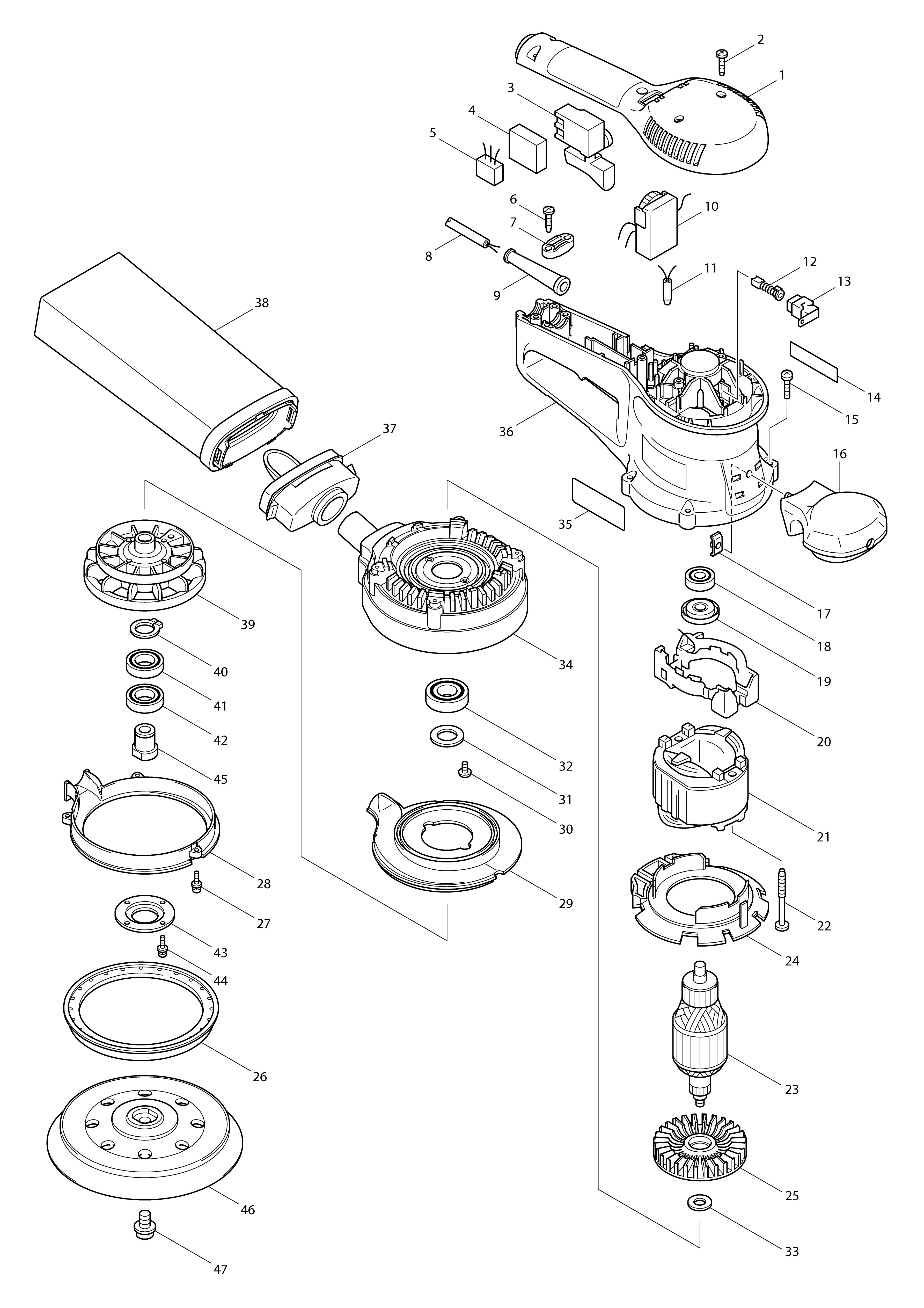 Vue éclatée Makita BO6030#01
