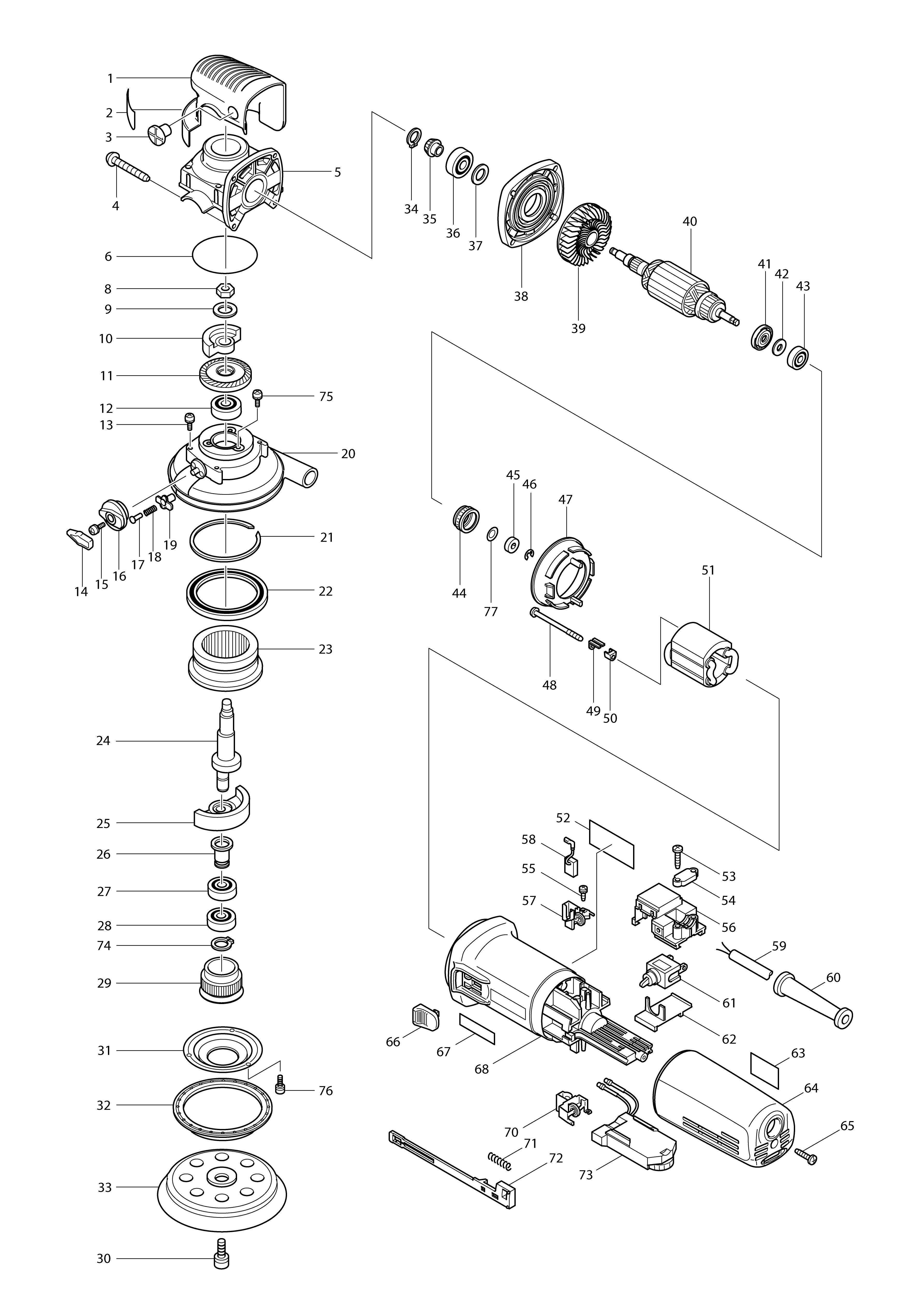 Vue éclatée Makita BO6040#01