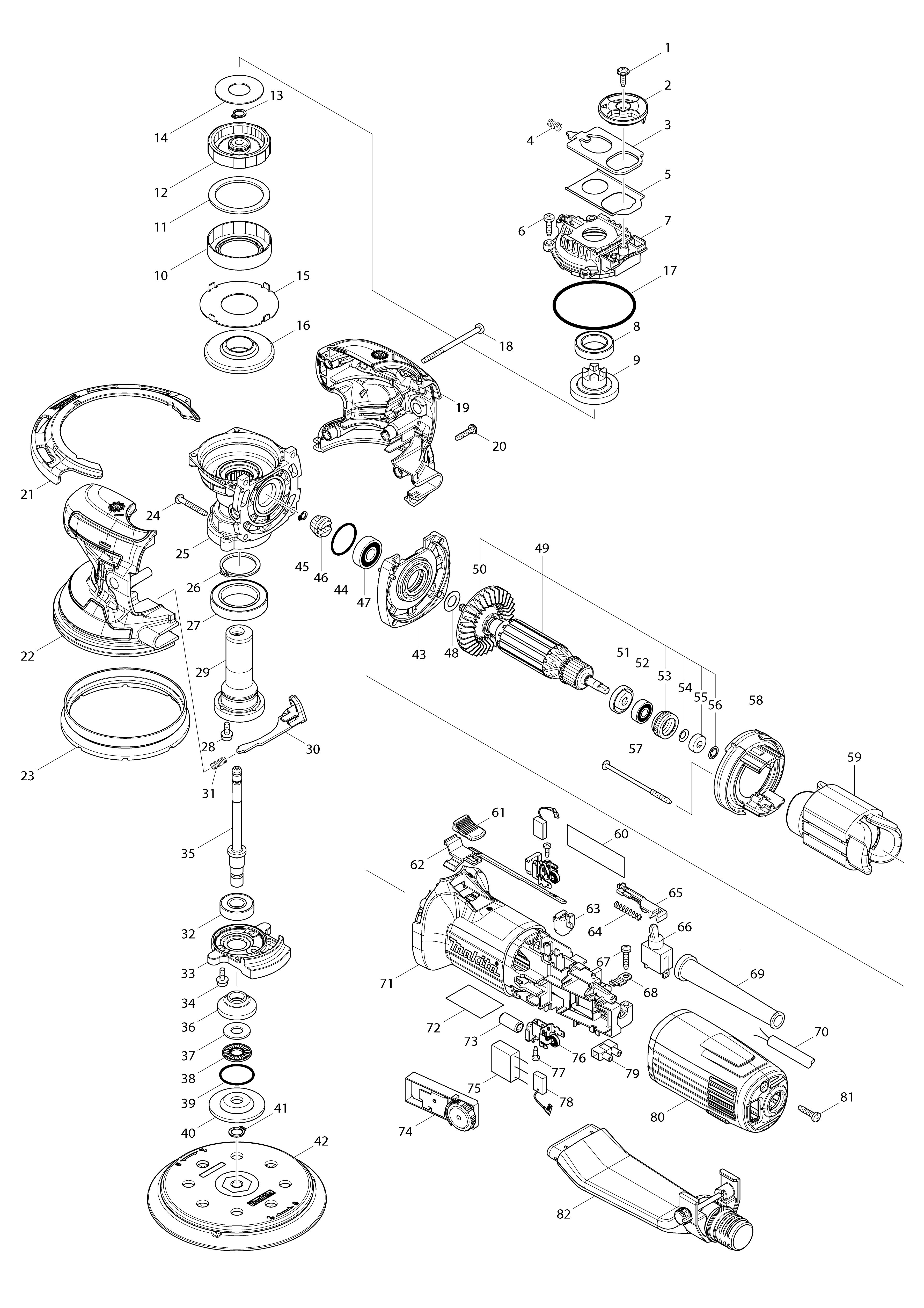 Vue éclatée Makita BO6050#01