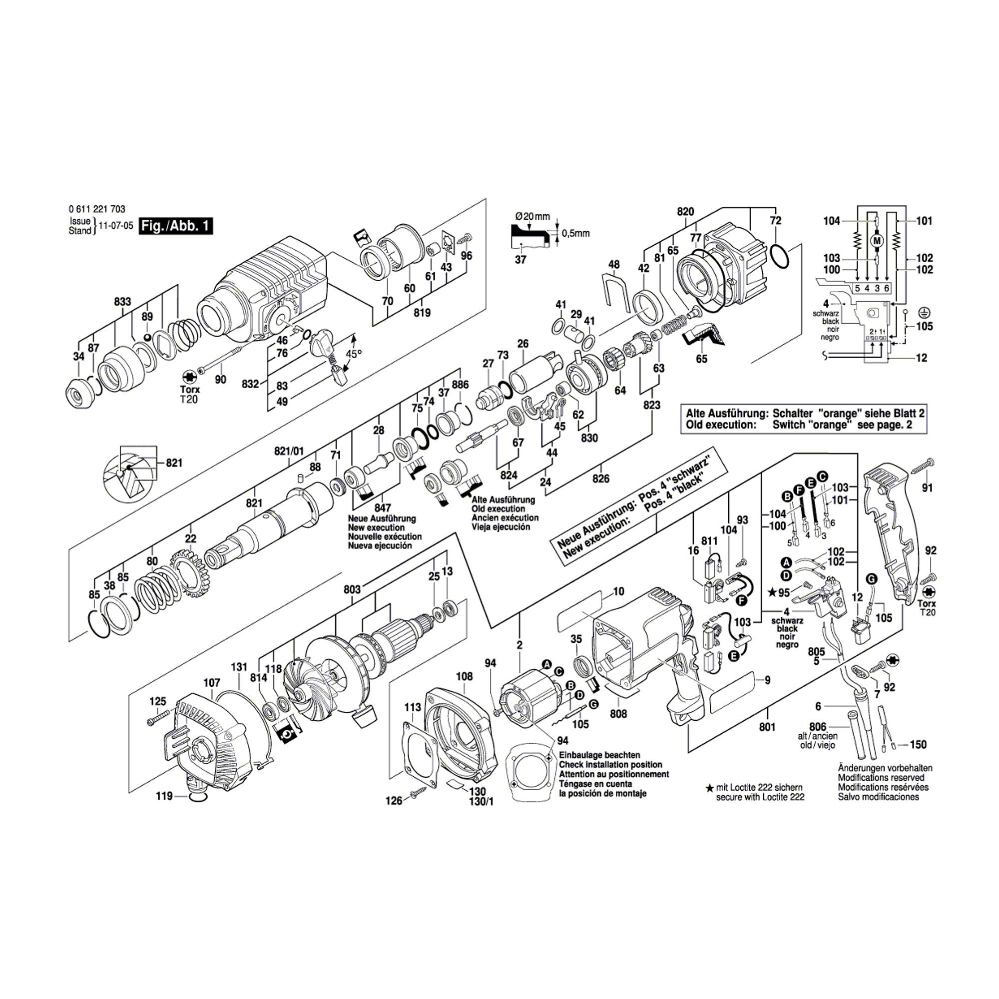 Vue éclatée Bosch GAH500DSR 0611221703 #01