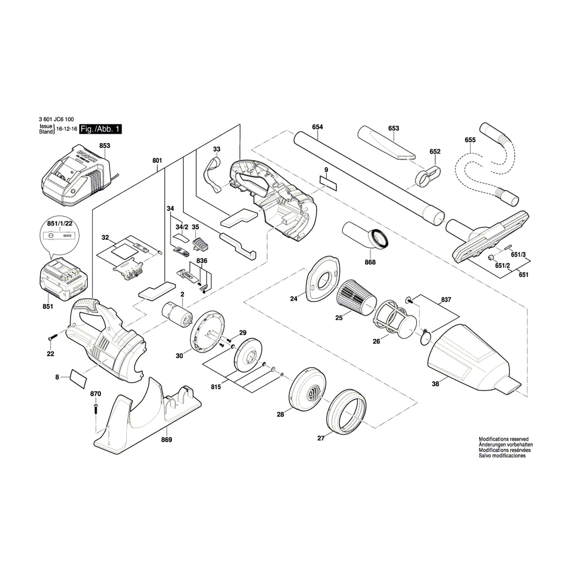 Vue éclatée Bosch GAS18V-LI 3601JC6100 #01
