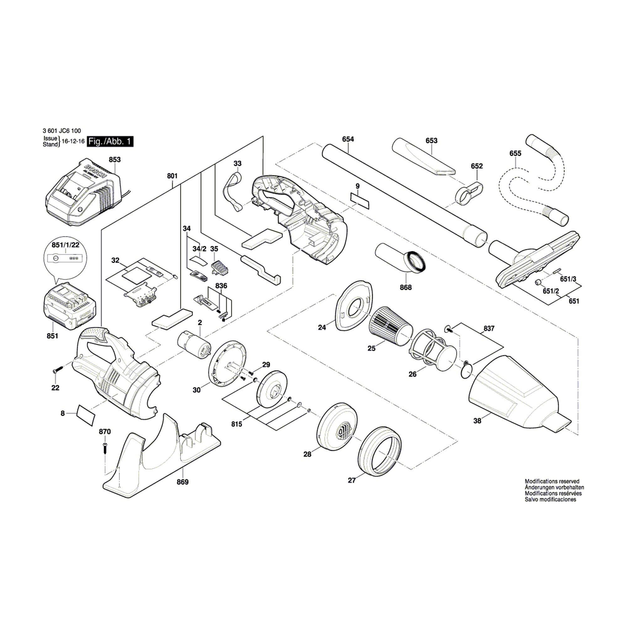 Pièces détachées Aspirateur BOSCH GAS 18 V-LI 3601JC6100 - Pièces