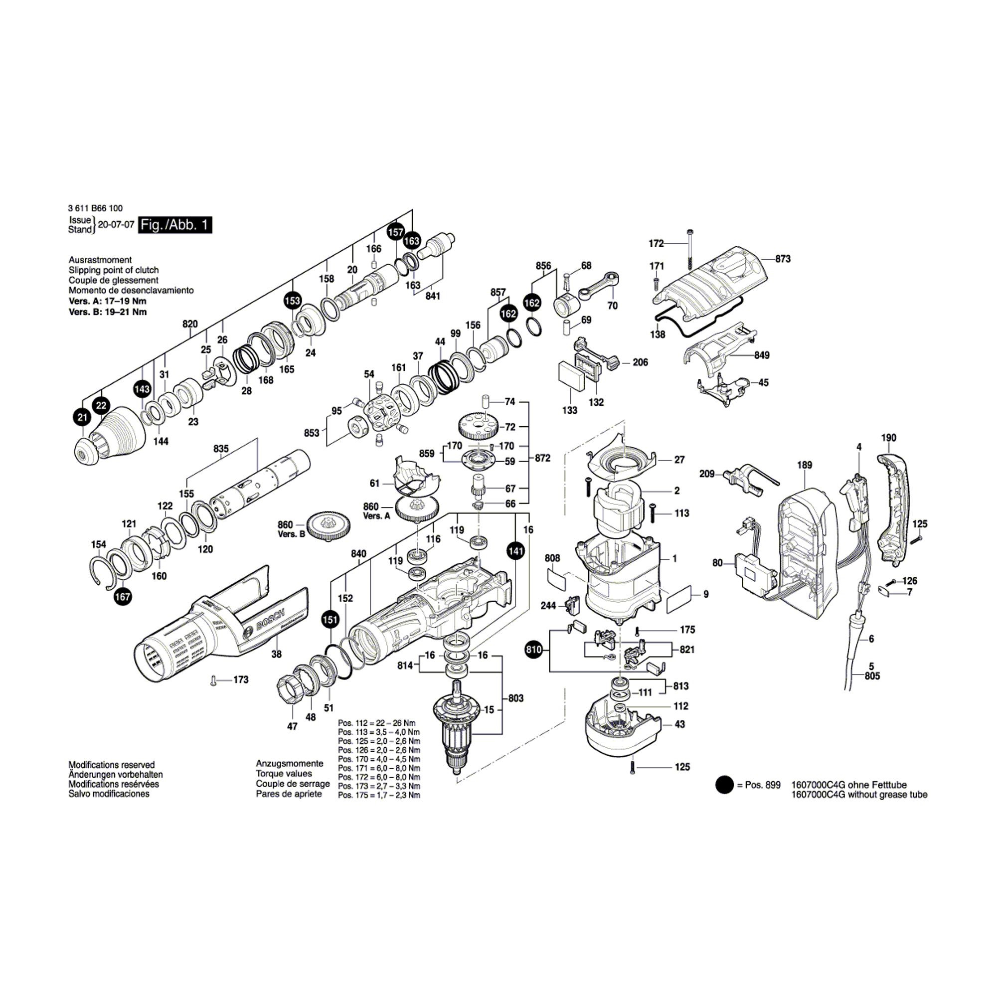 Vue éclatée Bosch GBH12-52D 3611B66100 #01