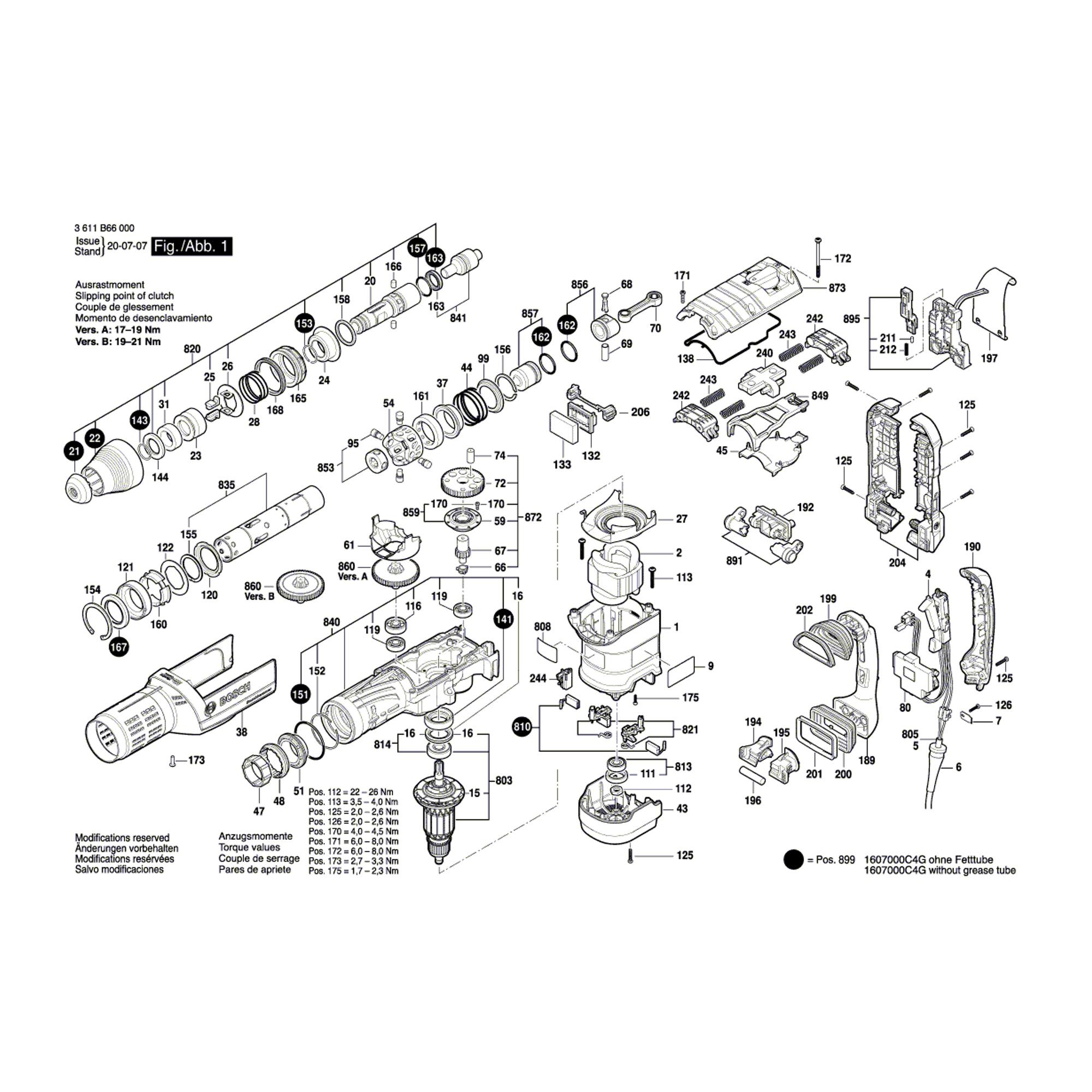 Vue éclatée Bosch GBH12-52DV 3611B66000 #01