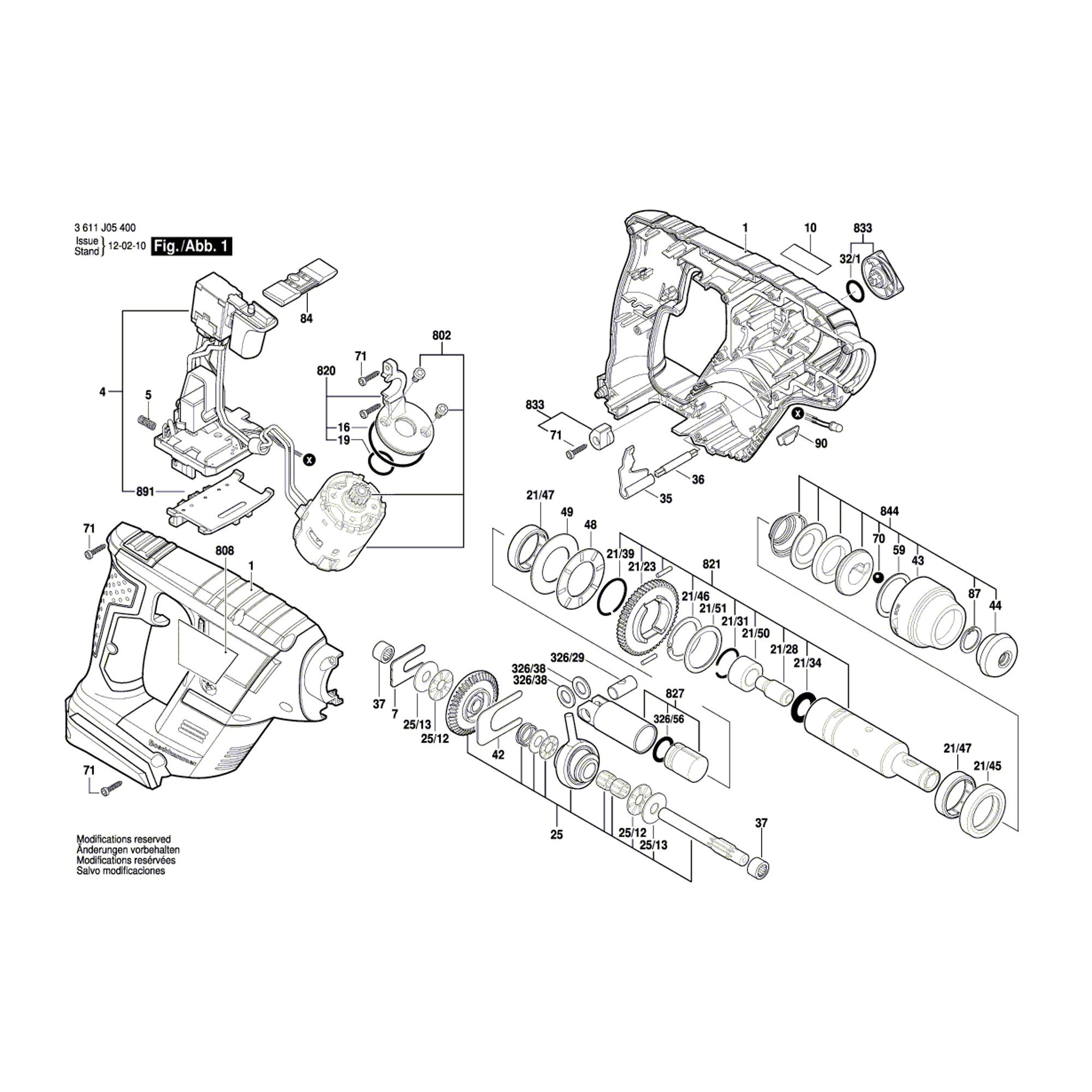 Vue éclatée Bosch GBH14,4V-LI 3611J05400 #01
