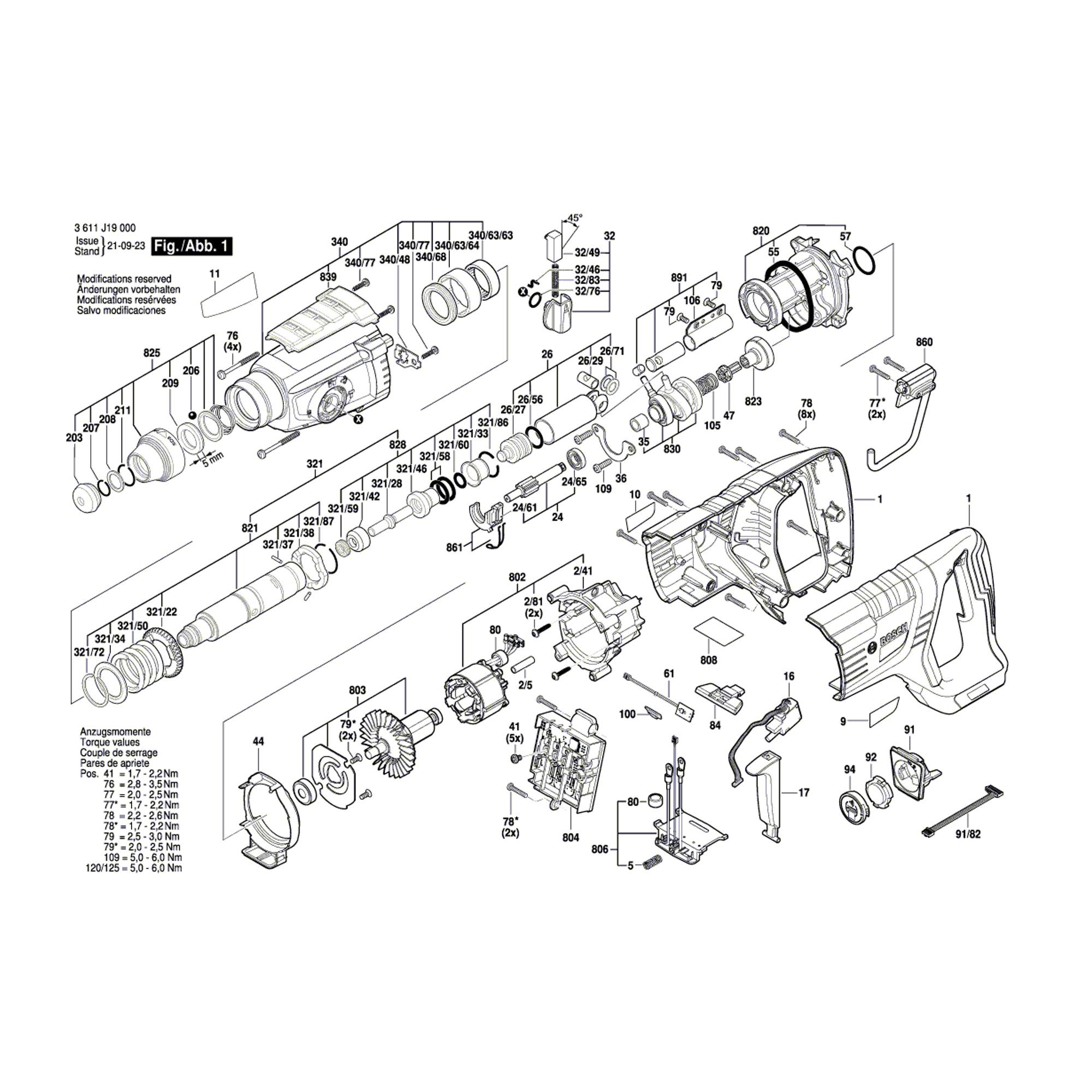 Vue éclatée Bosch GBH18V-25DC 3611J19000 #01