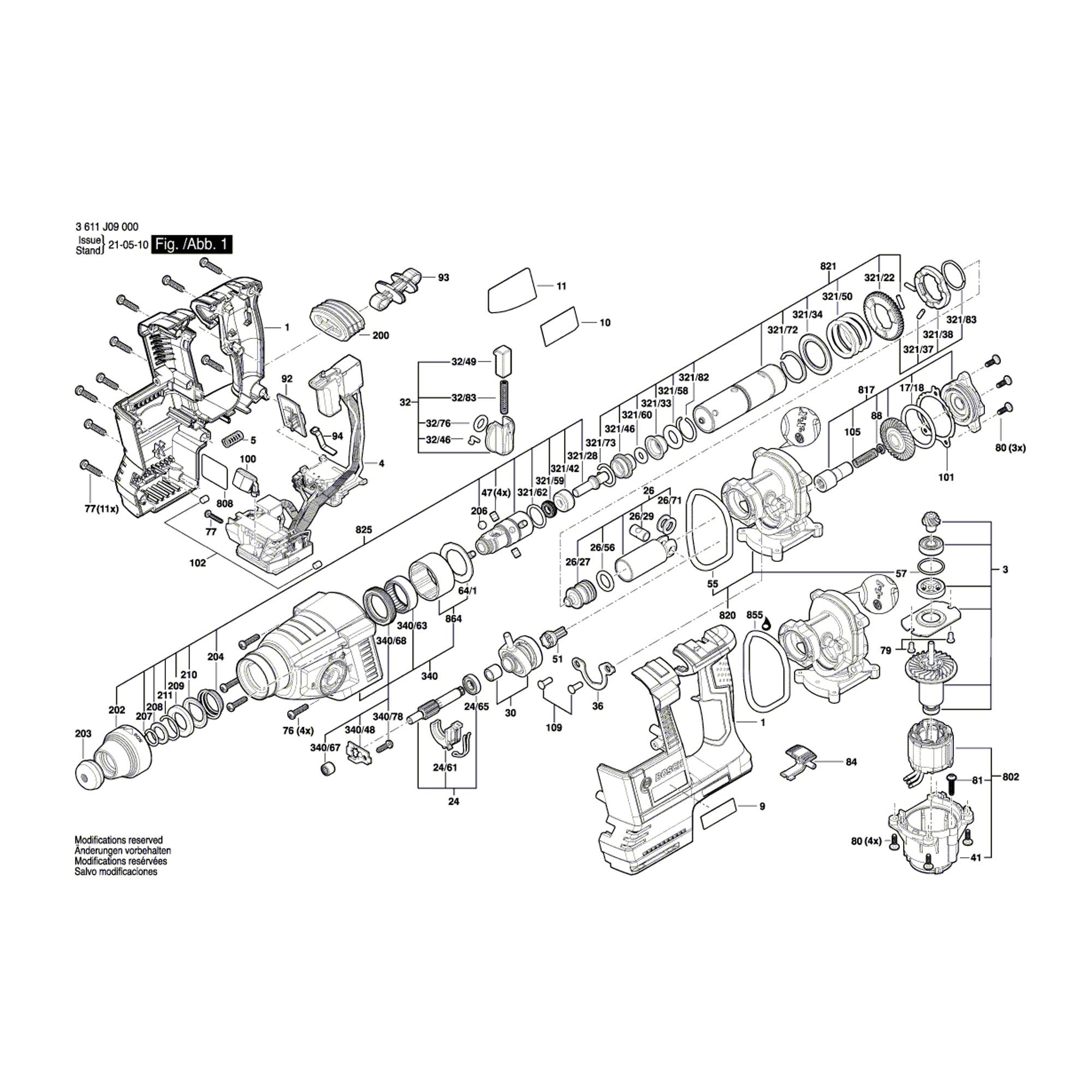 Vue éclatée Bosch GBH18V-26 3611J09000 #01