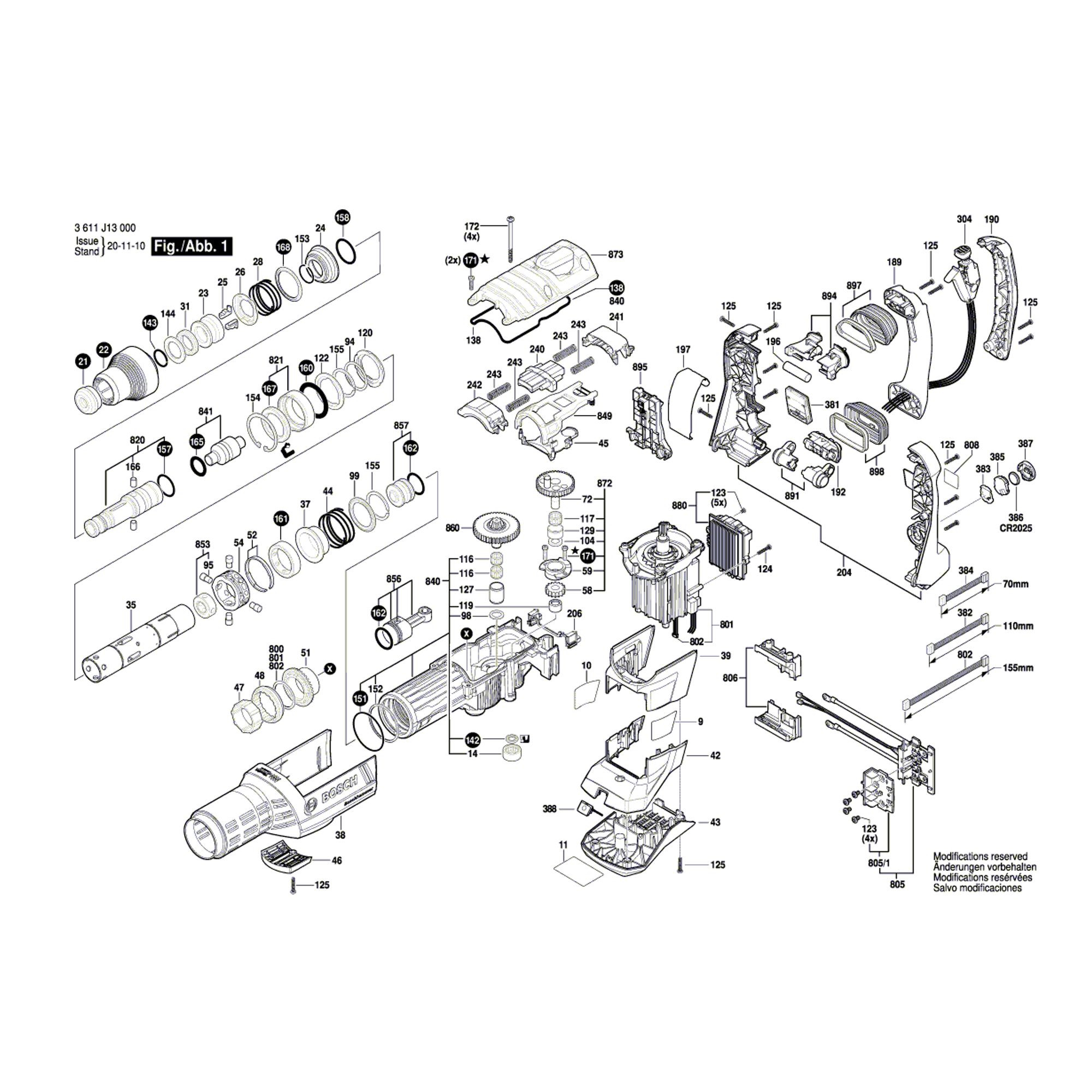 Vue éclatée Bosch GBH18V-45C 3611J13080 #01