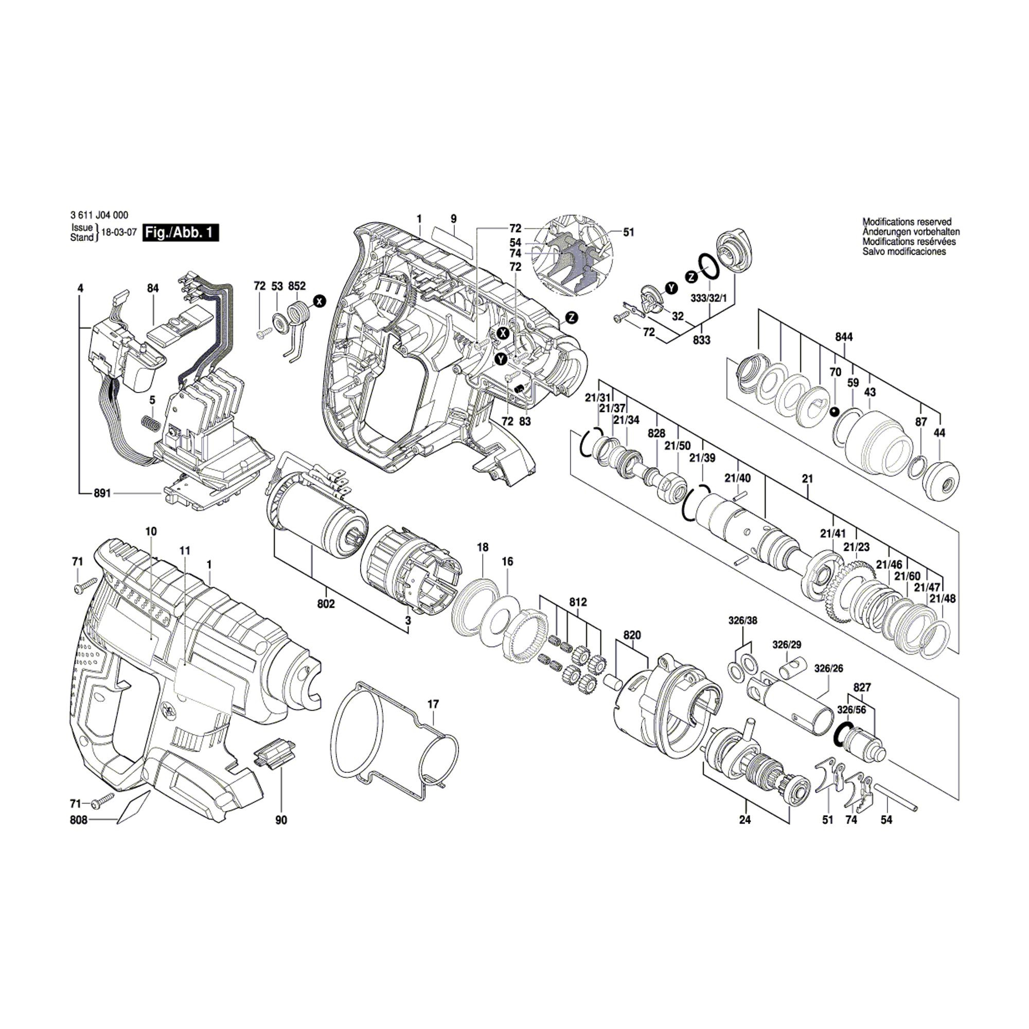 Vue éclatée Bosch GBH18V-EC 3611J04000 #01
