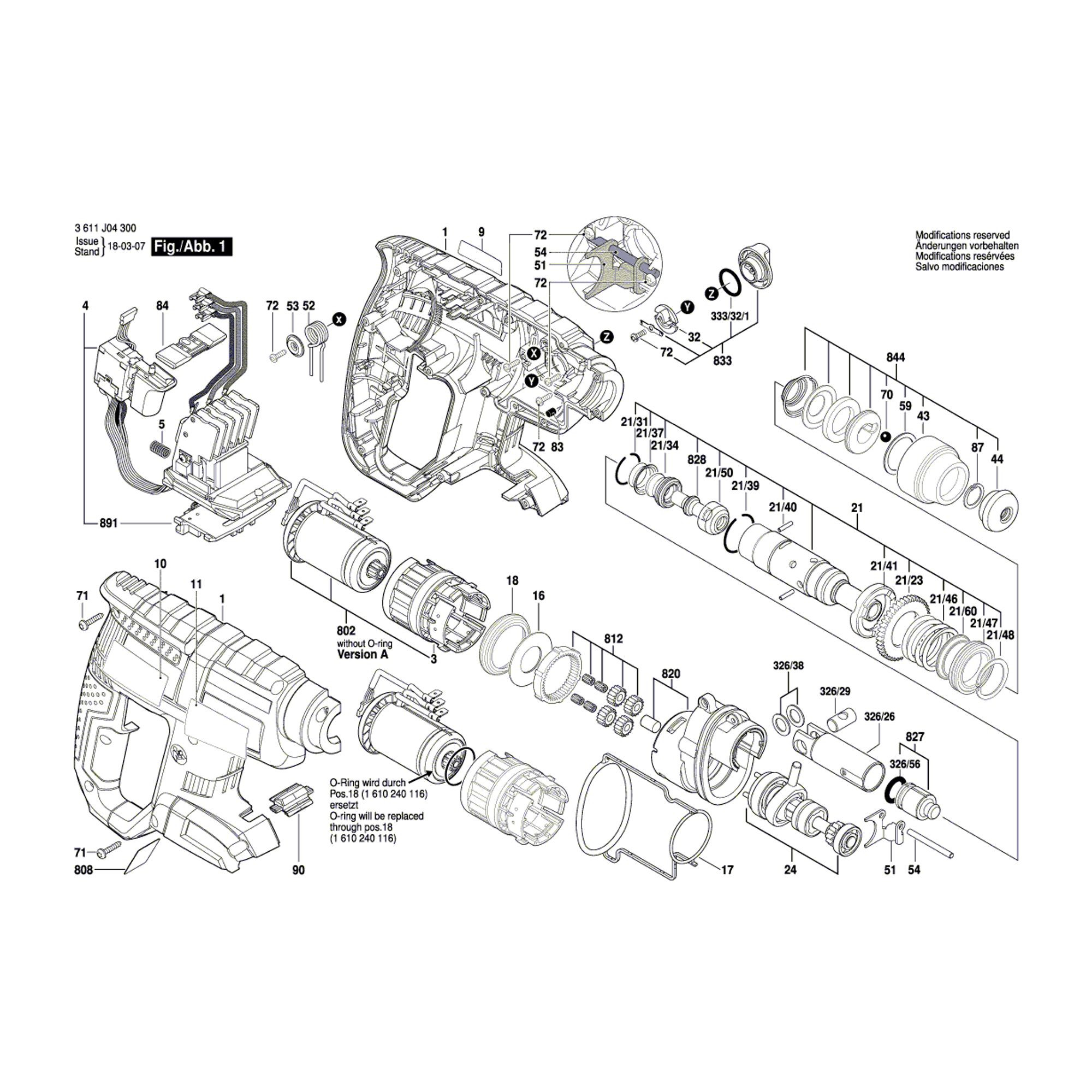 Vue éclatée Bosch GBH18V-LI 3611J04300 #01