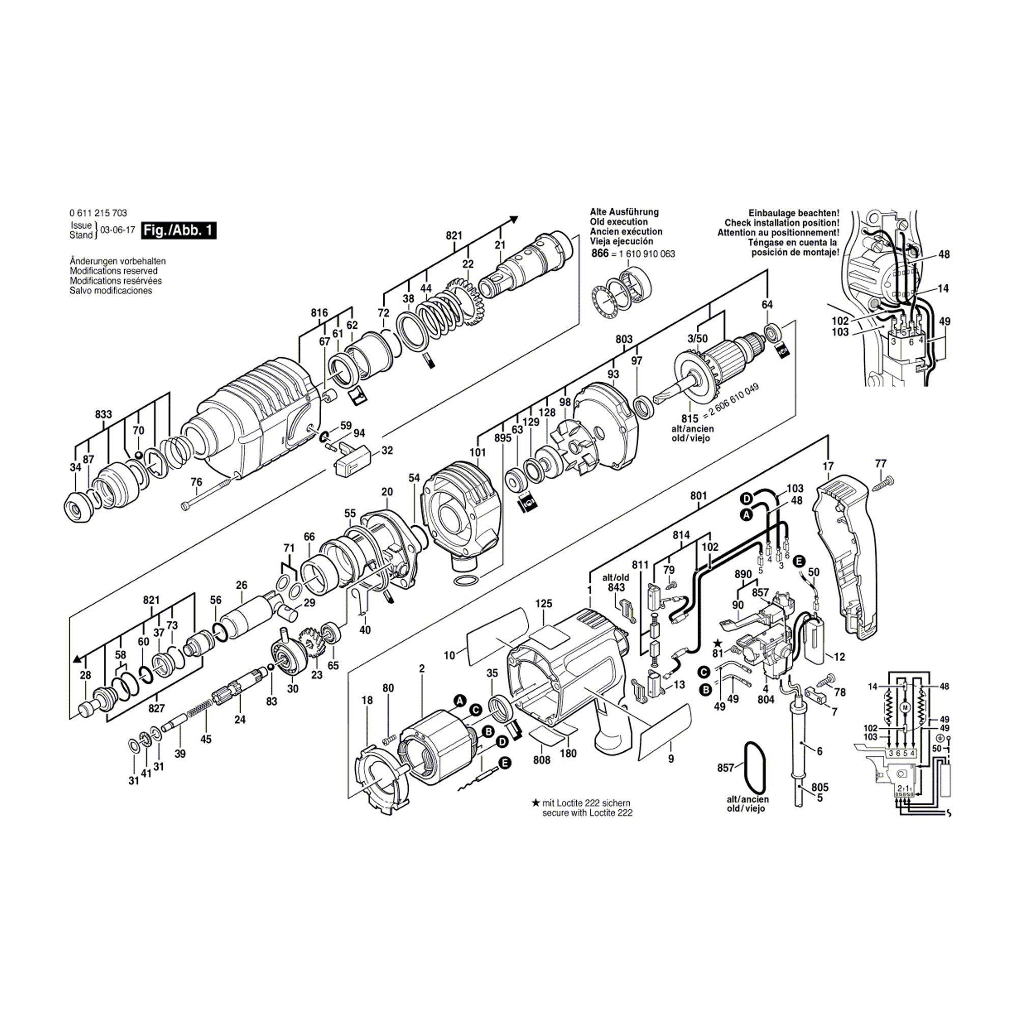 Vue éclatée Bosch GBH2-20REA 0611215703 #01