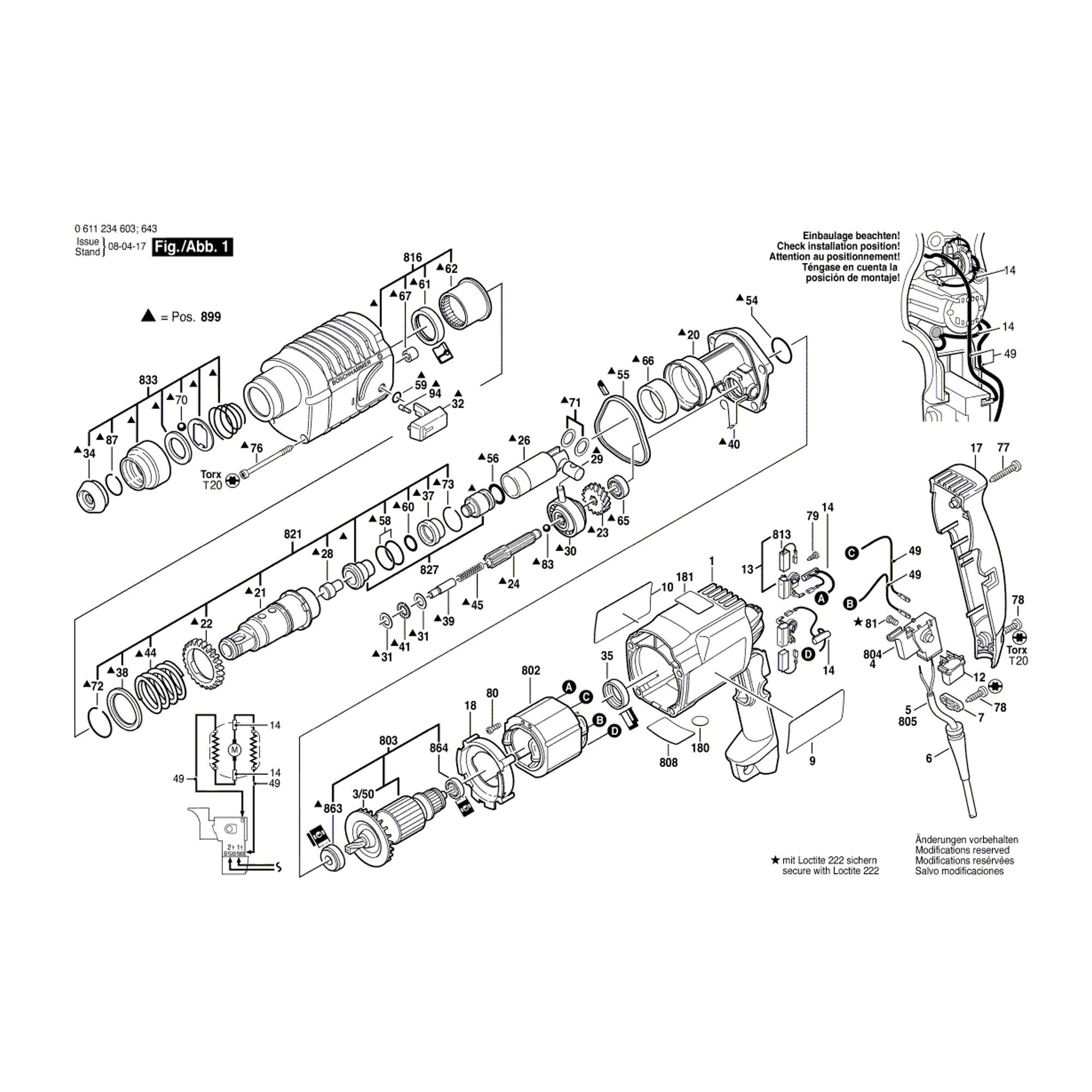 Vue éclatée Bosch GBH2-20SE 0611234603 #01