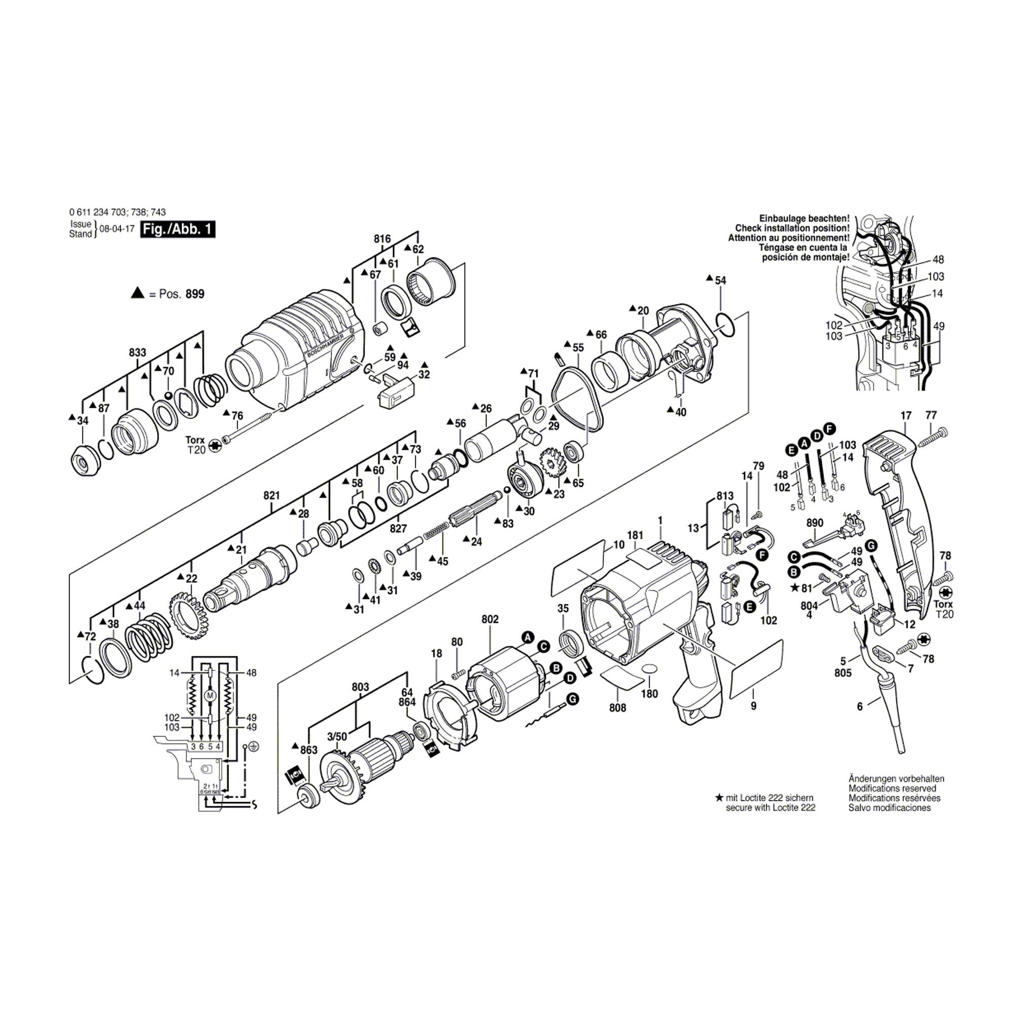 Vue éclatée Bosch GBH2-20SRE 0611234763 #01