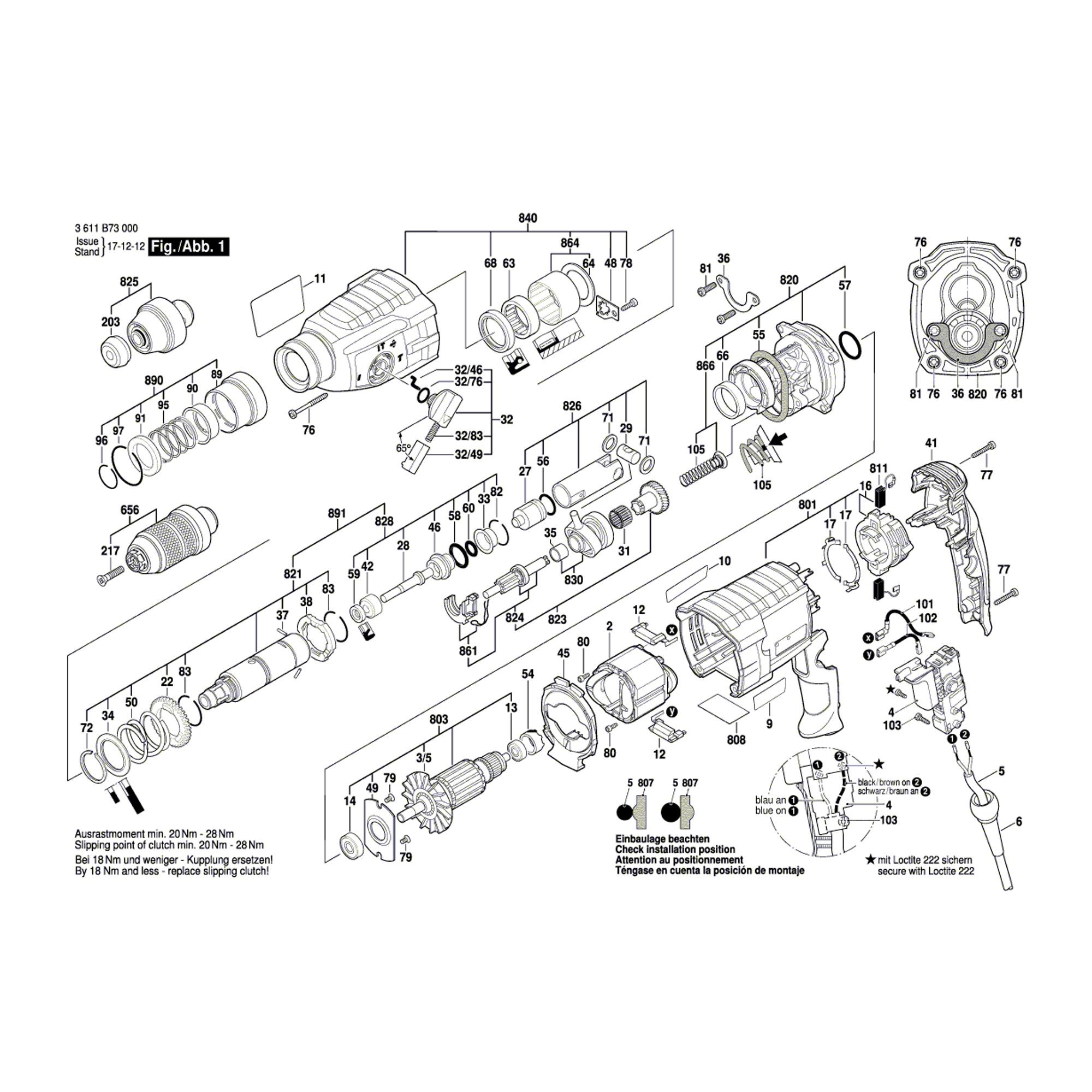 Vue éclatée Bosch GBH2-24DFR 3611B73000 #01