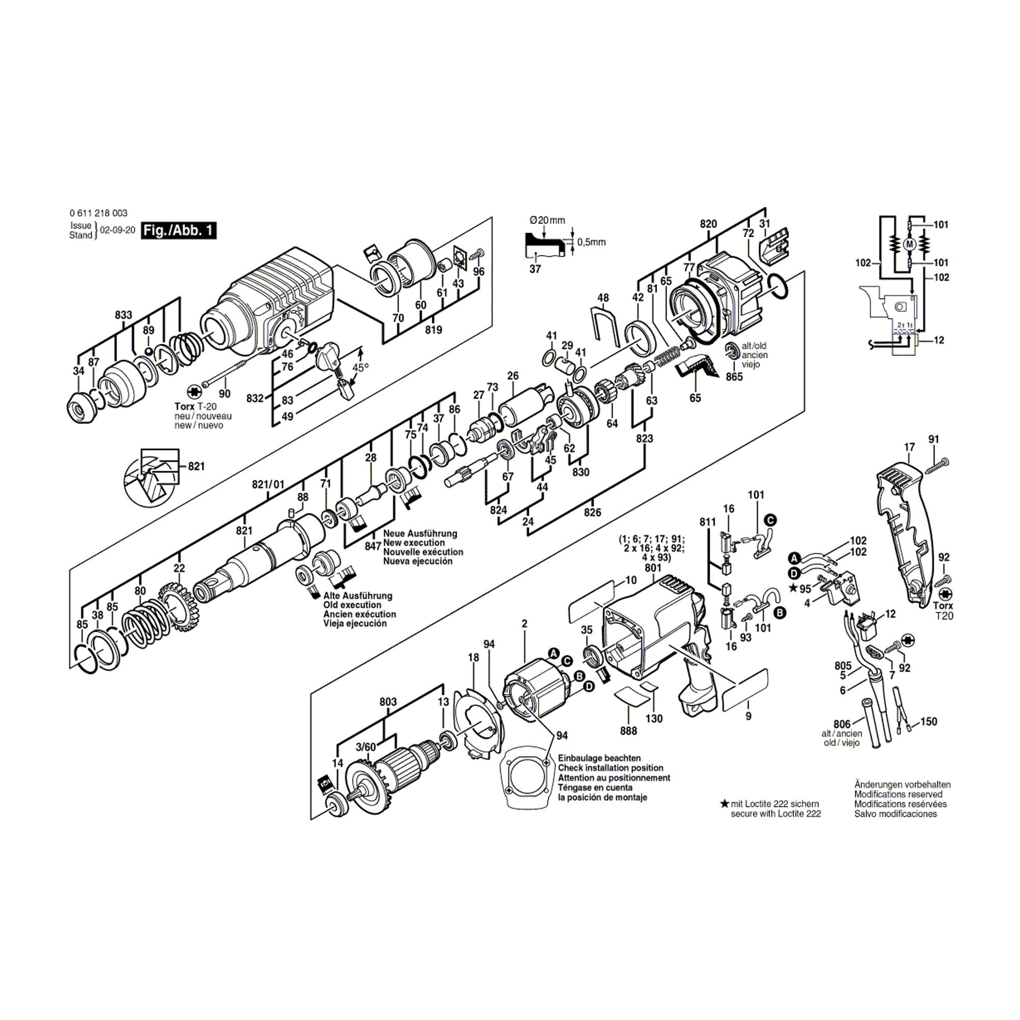 Vue éclatée Bosch GBH2-24DS 0611218003 #01