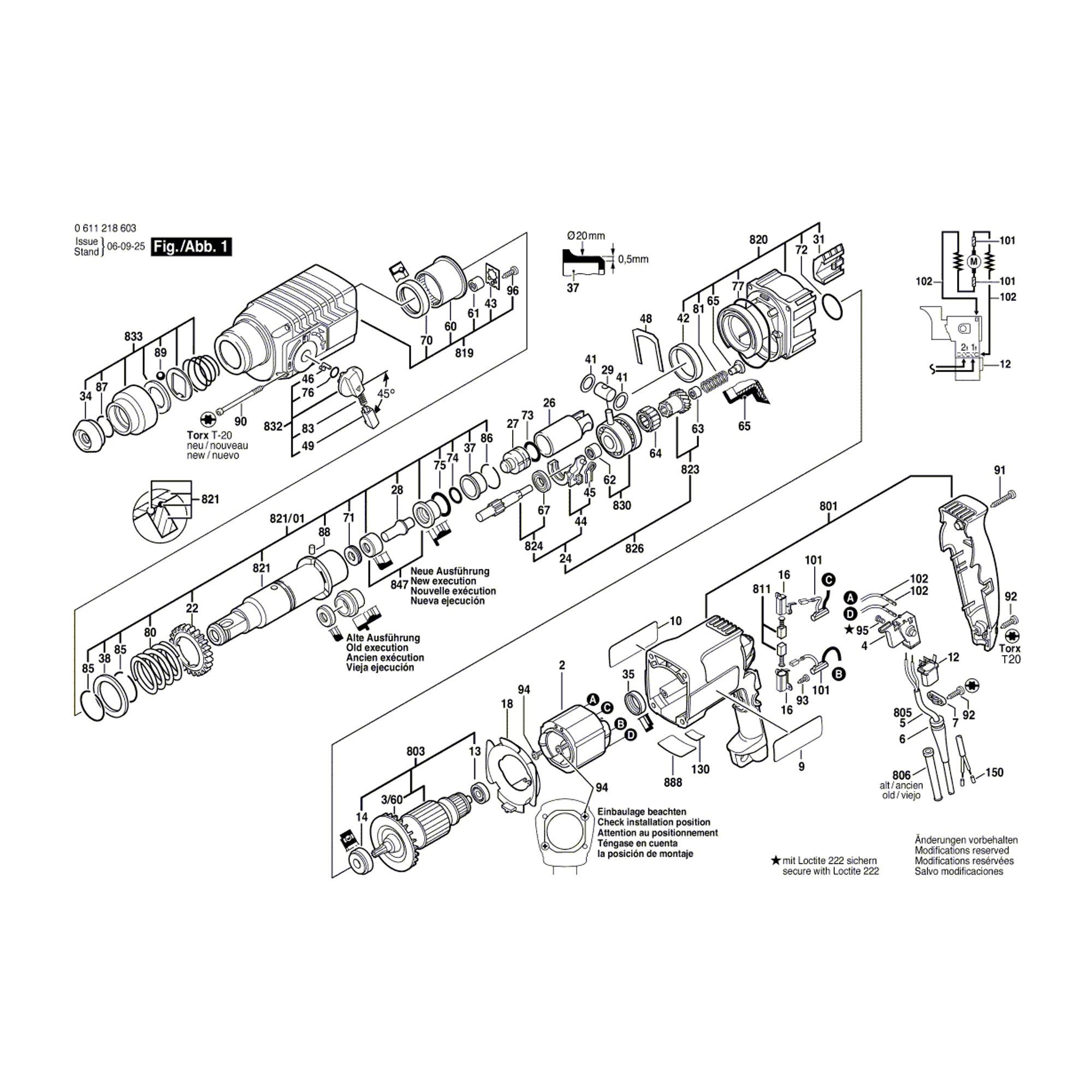 Vue éclatée Bosch GBH2-24DSE 0611218663 #01