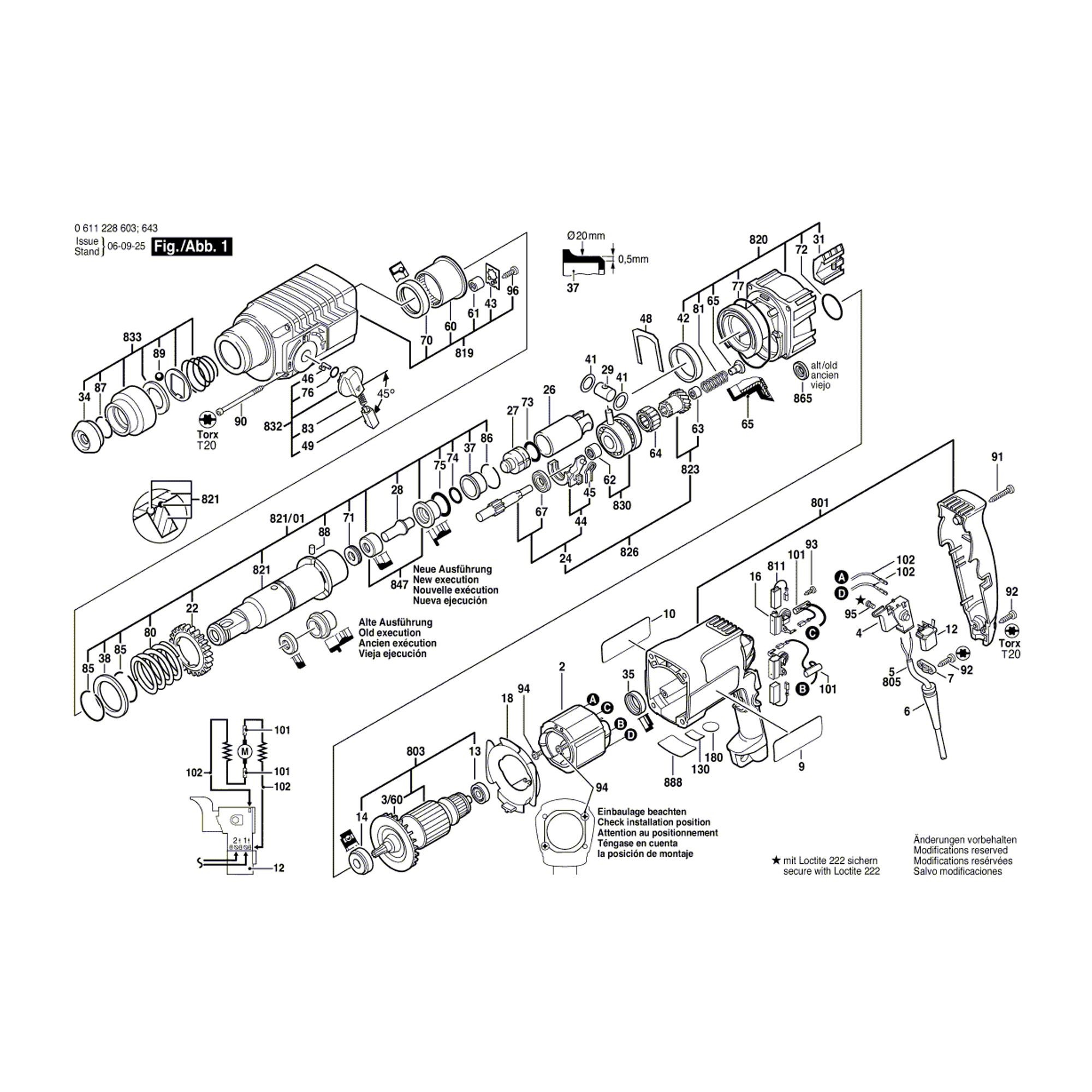 Vue éclatée Bosch GBH2-24DSE 0611228603 #01