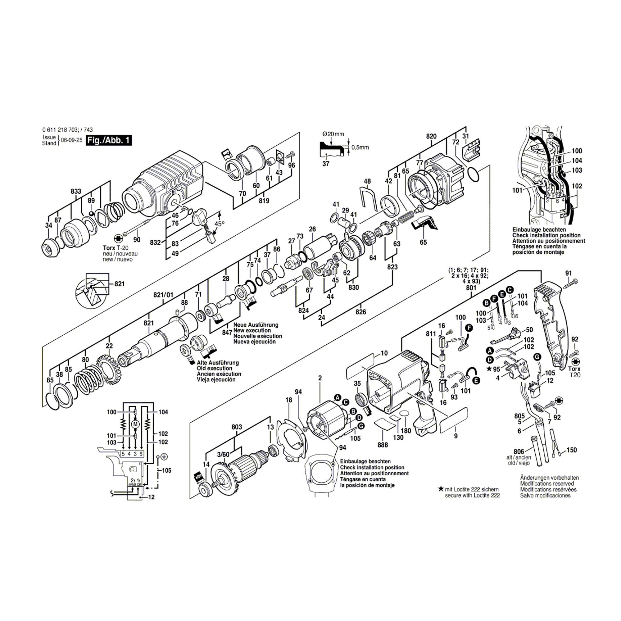 Vue éclatée Bosch GBH2-24DSR 0611218703 #01