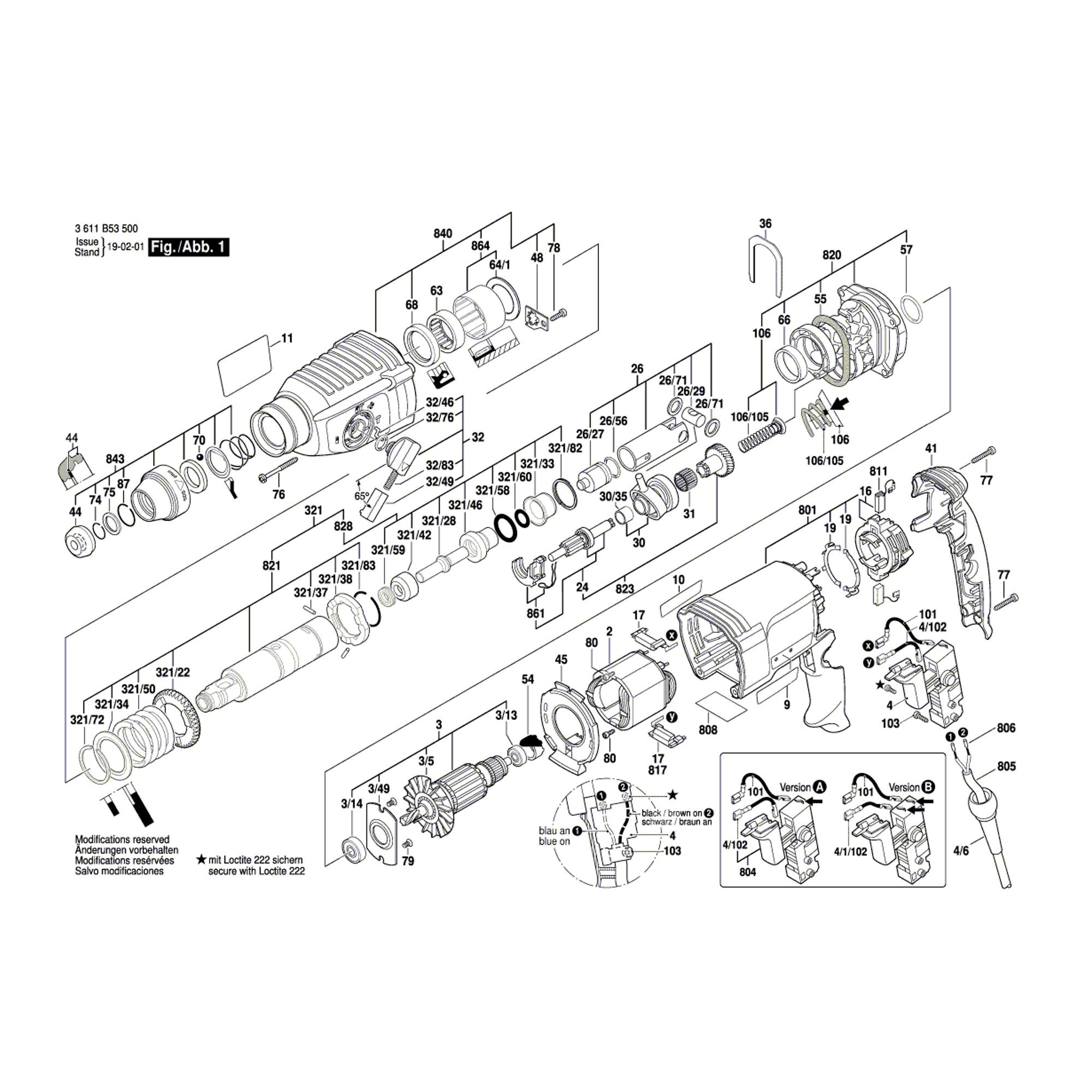 Vue éclatée Bosch GBH2-25 3611B53500 #01