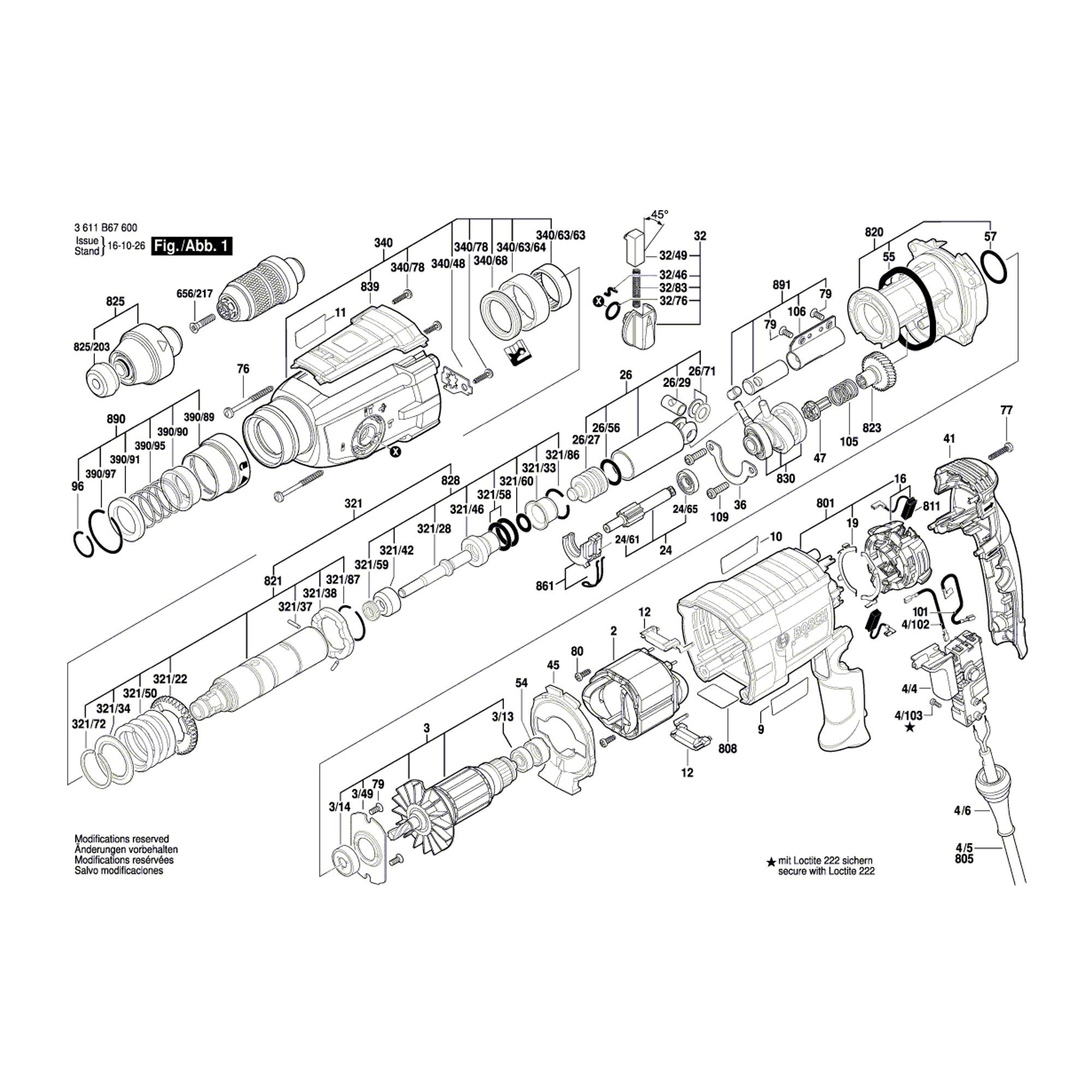 Vue éclatée Bosch GBH2-28F 3611B67600 #01