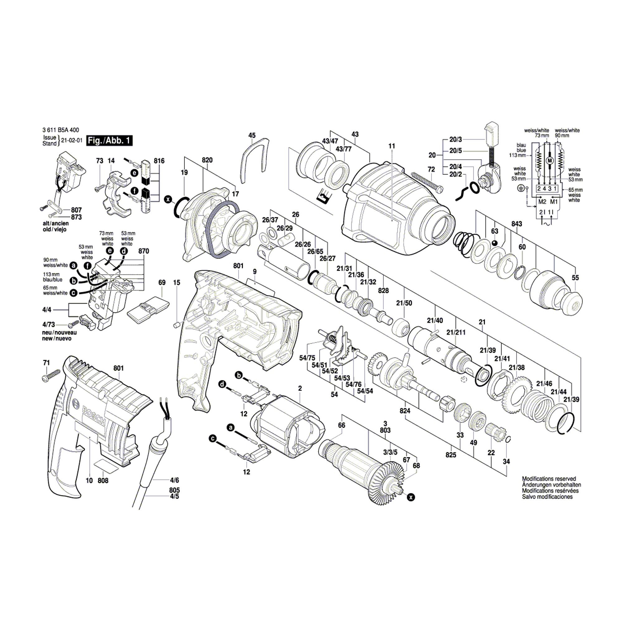 Vue éclatée Bosch GBH2000 3611B5A406 #01