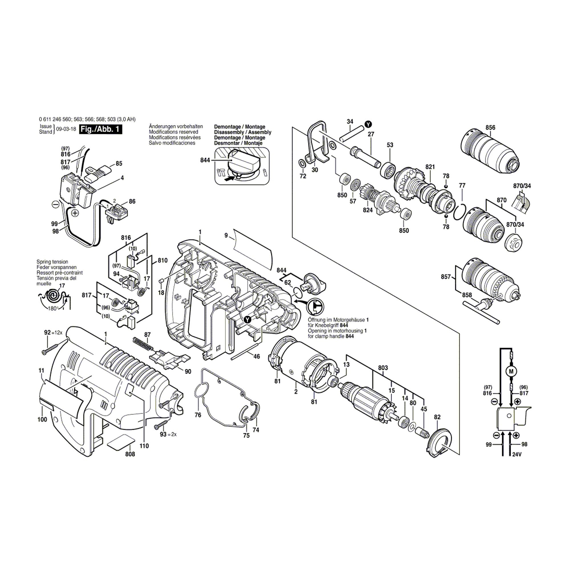 Vue éclatée Bosch GBH24VFR 0611246503 #01