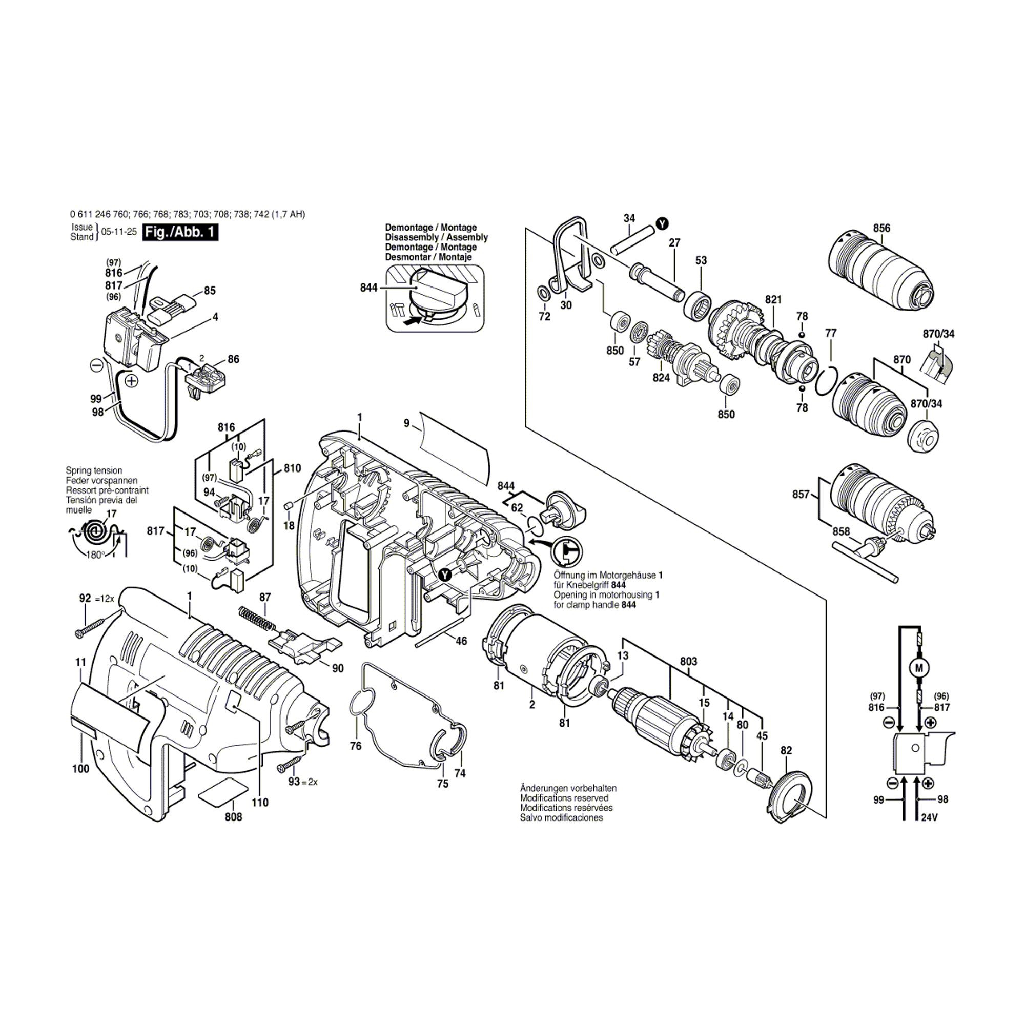Vue éclatée Bosch GBH24VFR 0611246760 #01
