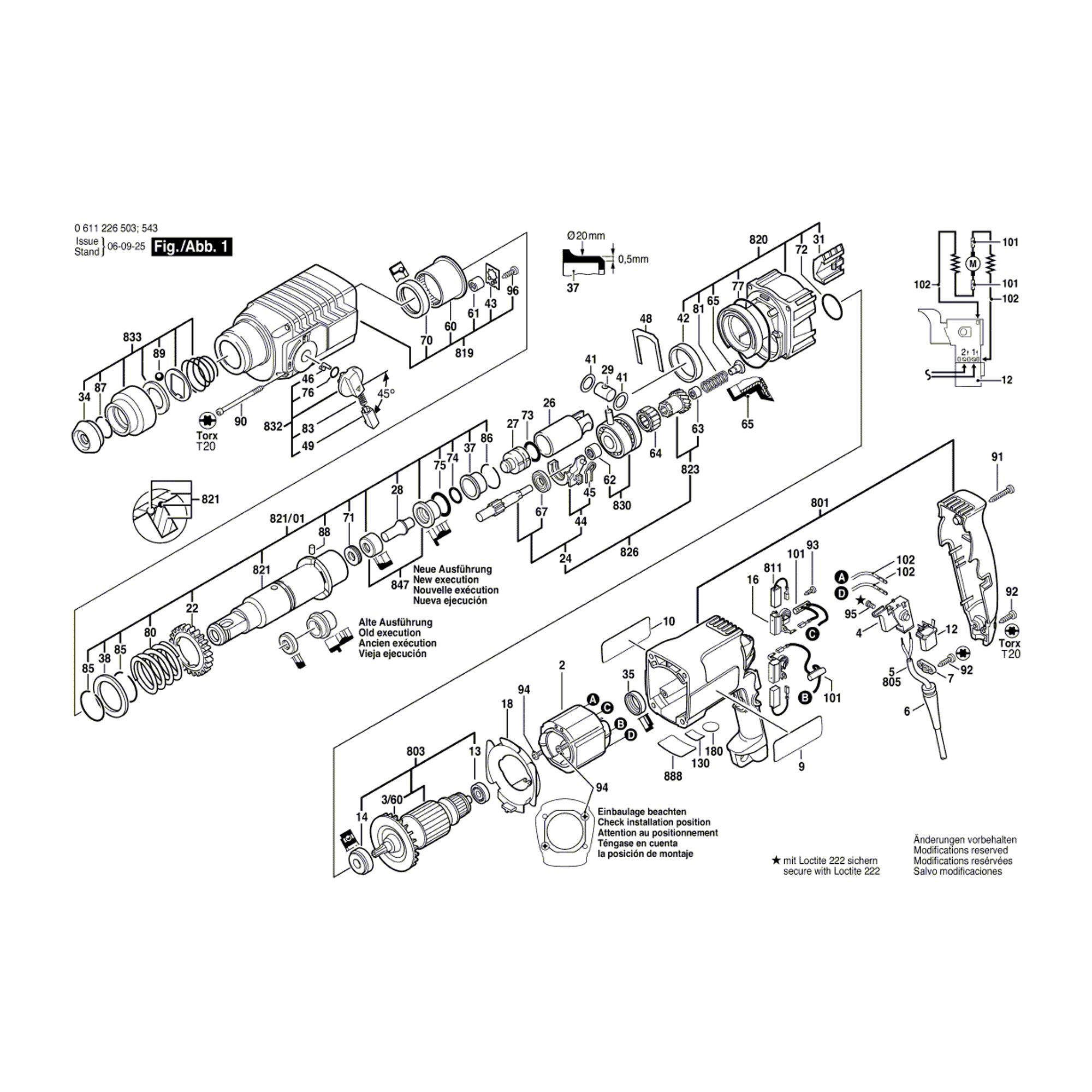 Vue éclatée Bosch GBH2SE 0611226503 #01