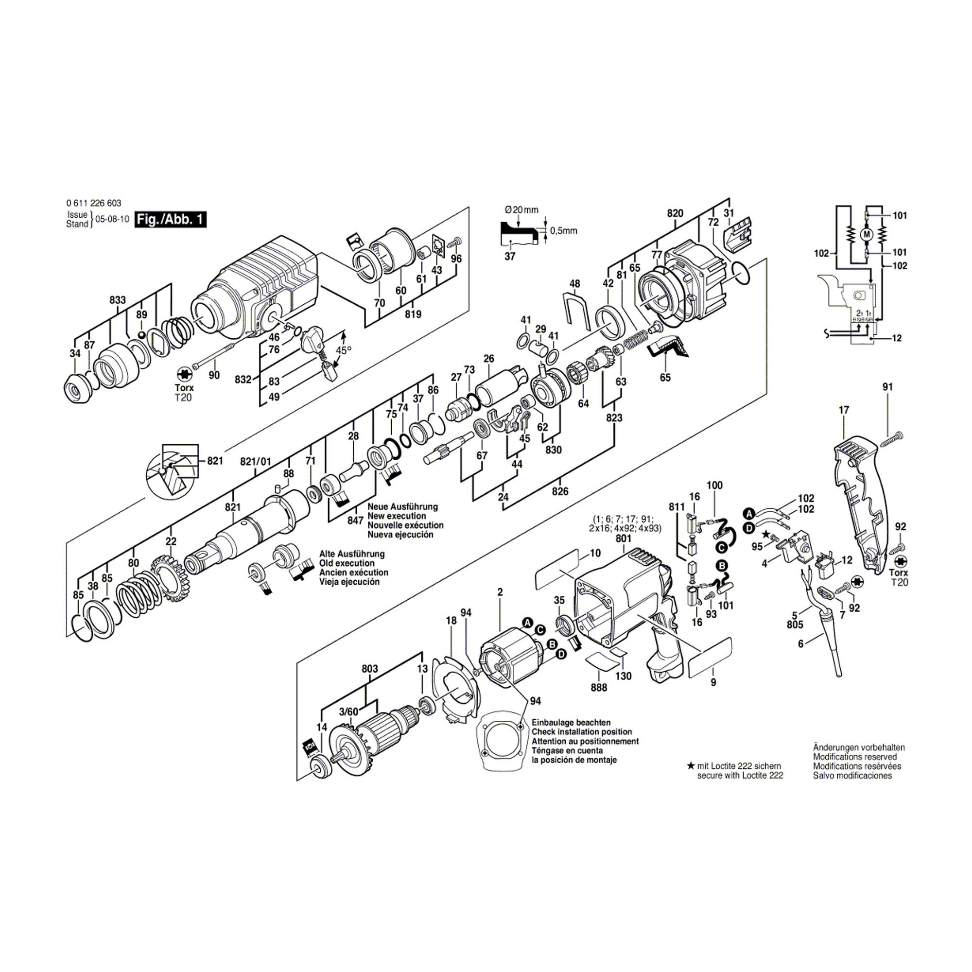 Vue éclatée Bosch GBH2SE 0611226603 #01