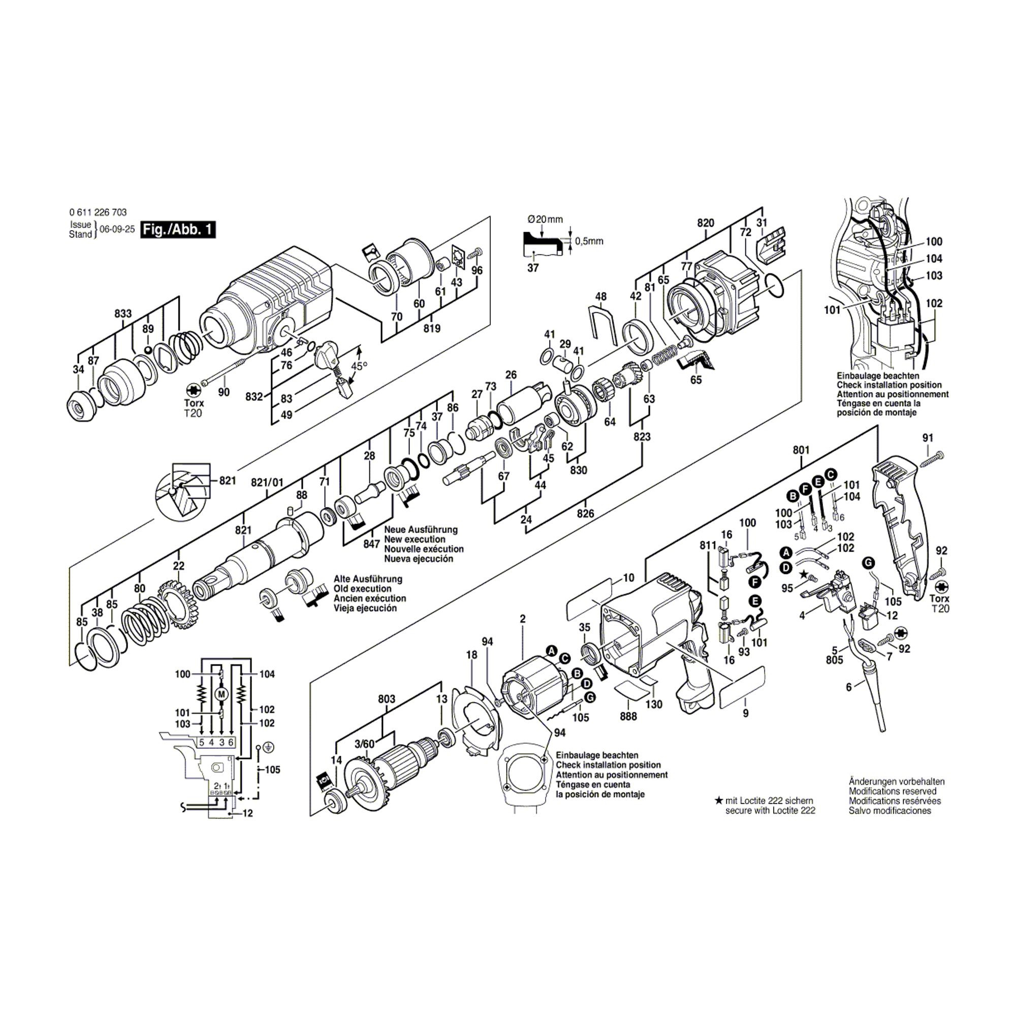 Vue éclatée Bosch GBH2SR 0611226763 #01