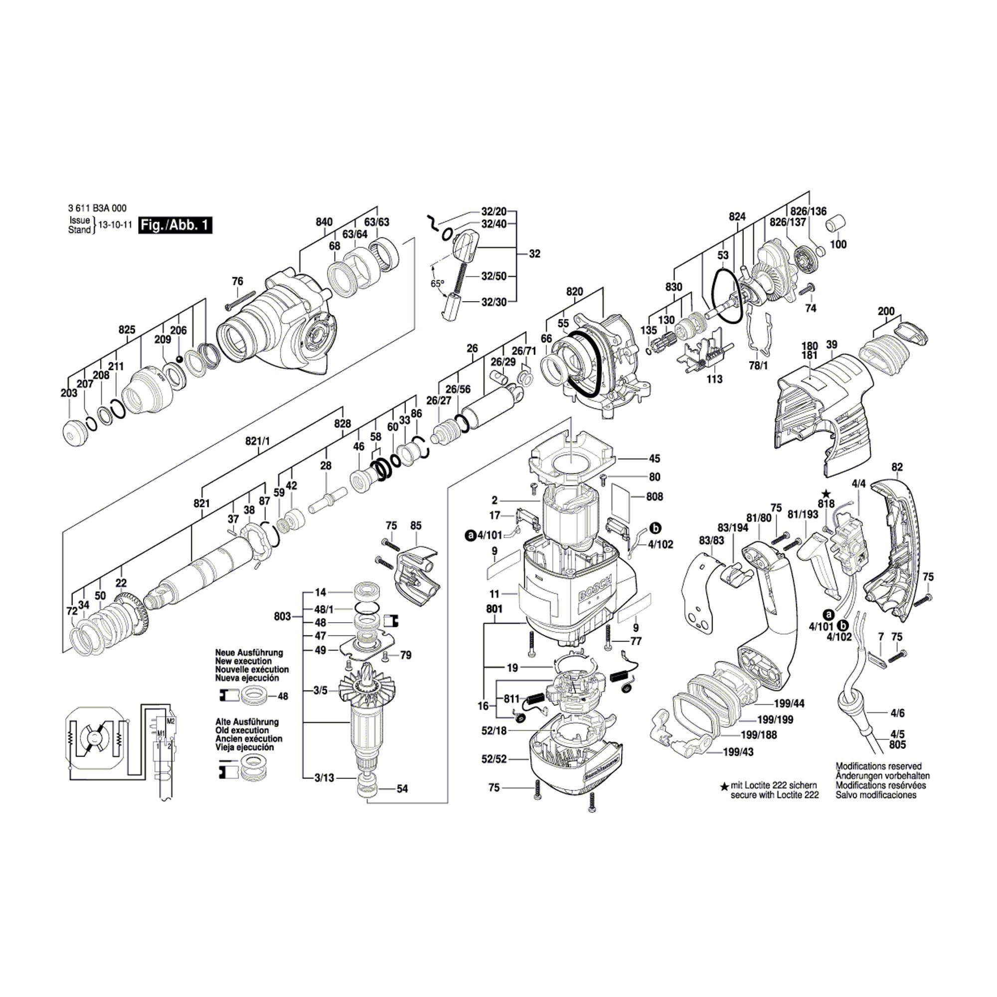 Vue éclatée Bosch GBH3-28DRE 3611B3A000 #01