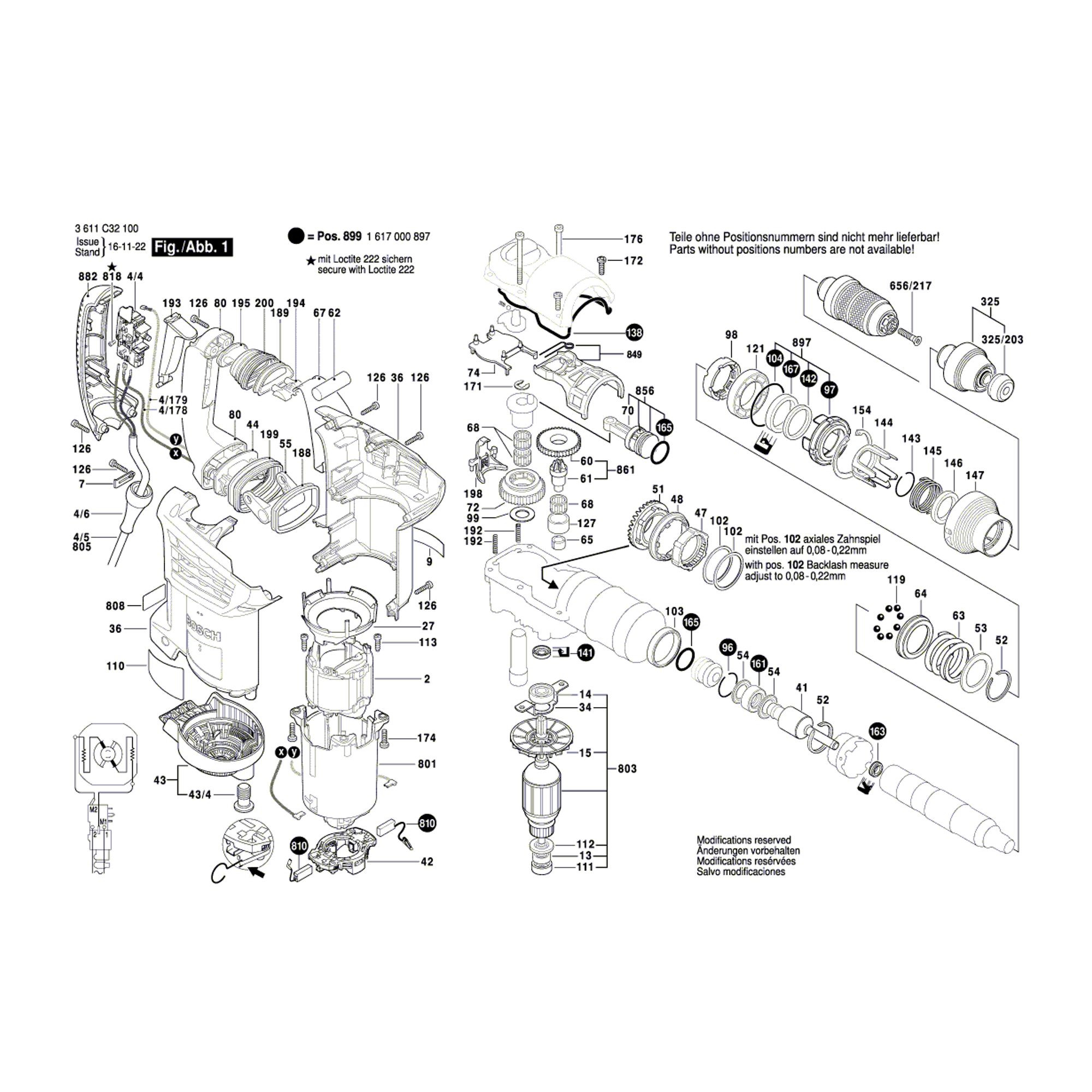 Vue éclatée Bosch GBH4-32DFR 3611C32100 #01