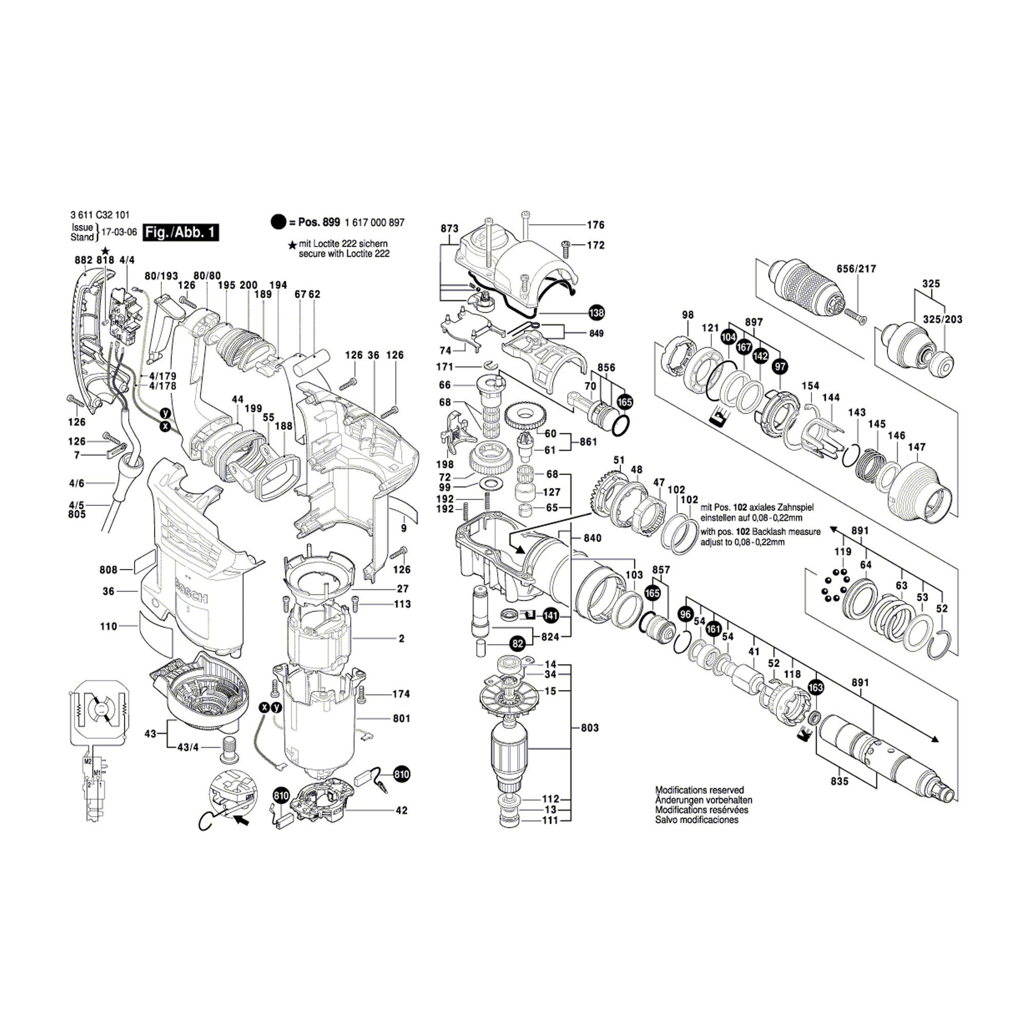 Vue éclatée Bosch GBH4-32DFR 3611C32101 #01