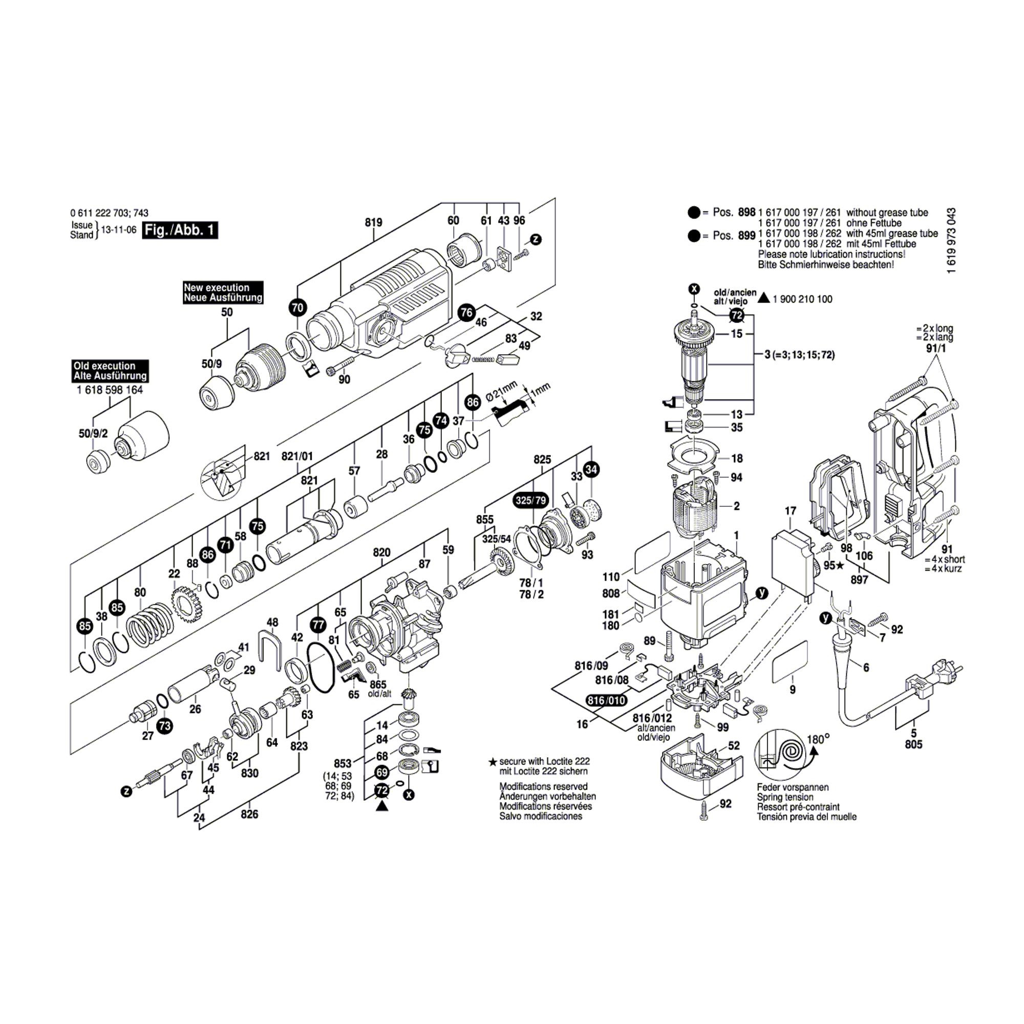Vue éclatée Bosch GBH4DSC 0611222703 #01
