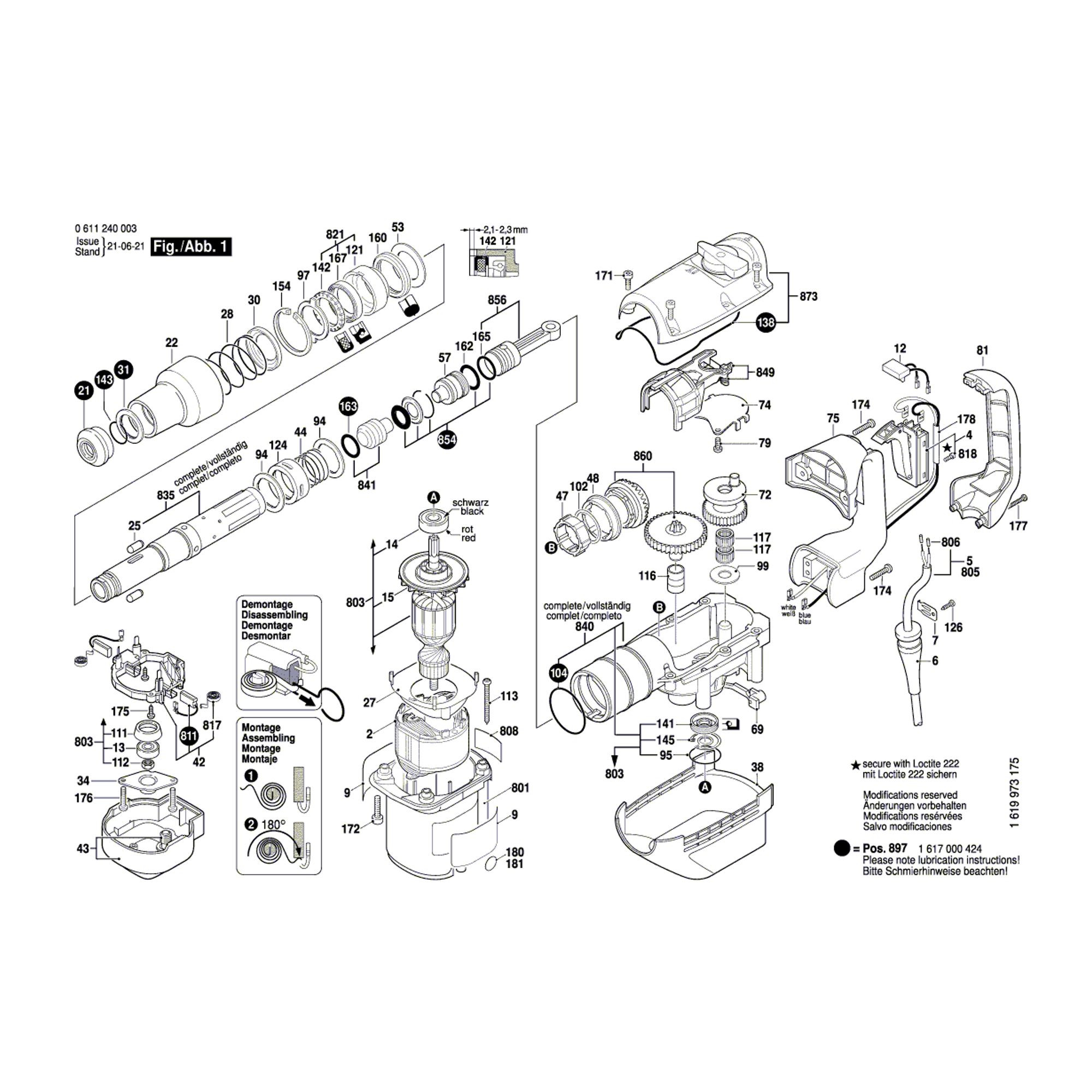 Vue éclatée Bosch GBH5-38D 0611240003 #01