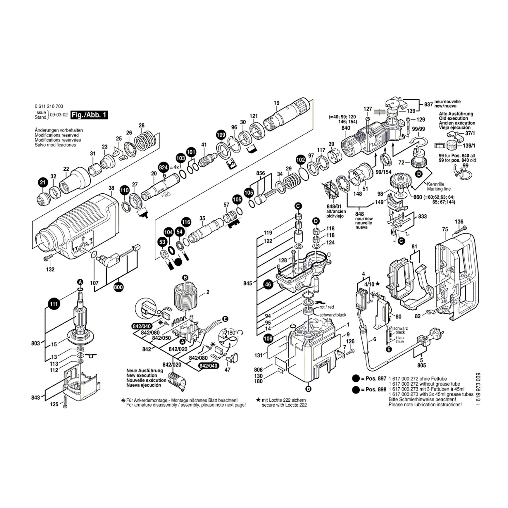 Vue éclatée Bosch GBH5/40DCE 0611216703 #01