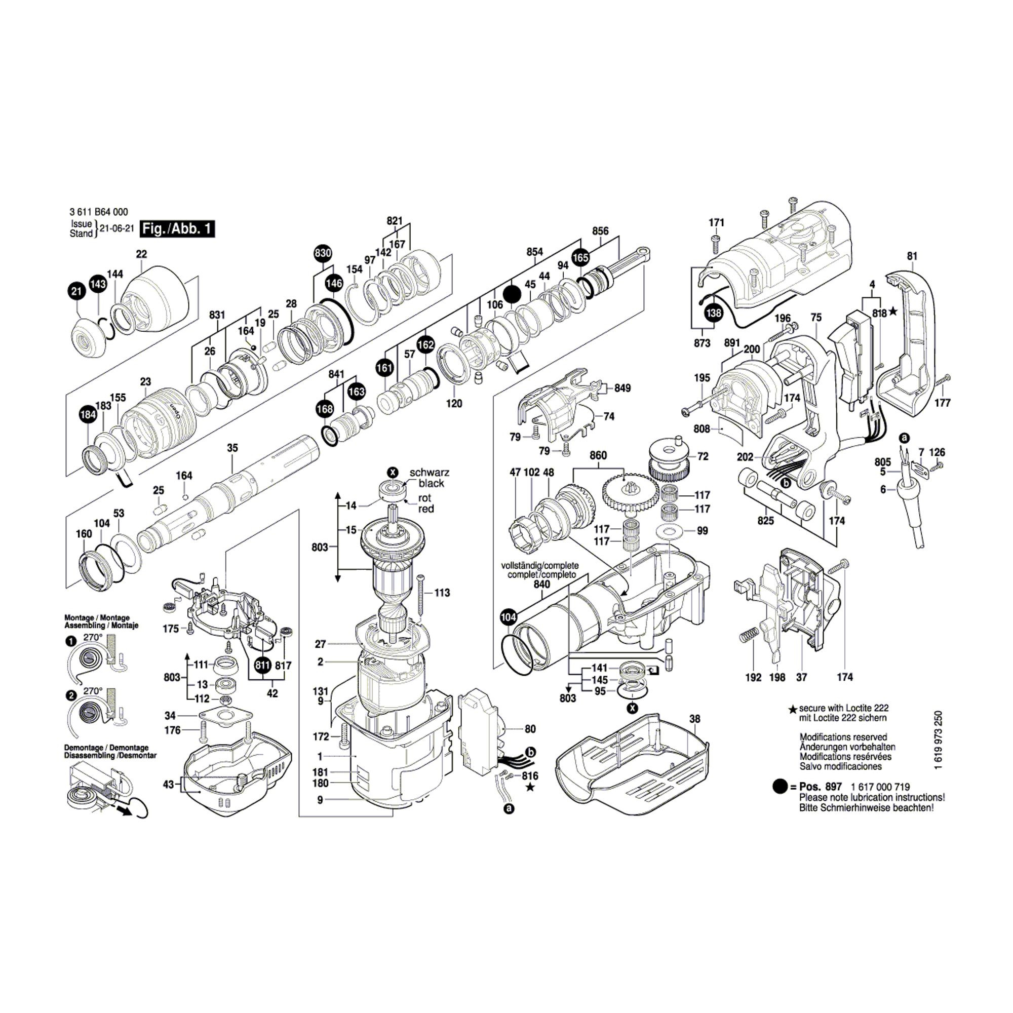 Vue éclatée Bosch GBH5-40DCE 3611B64000 #01