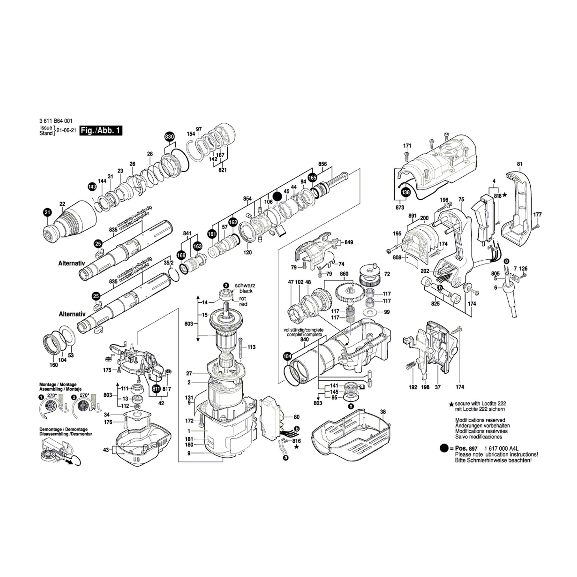 Vue éclatée Bosch GBH5-40DCE 3611B64001 #01