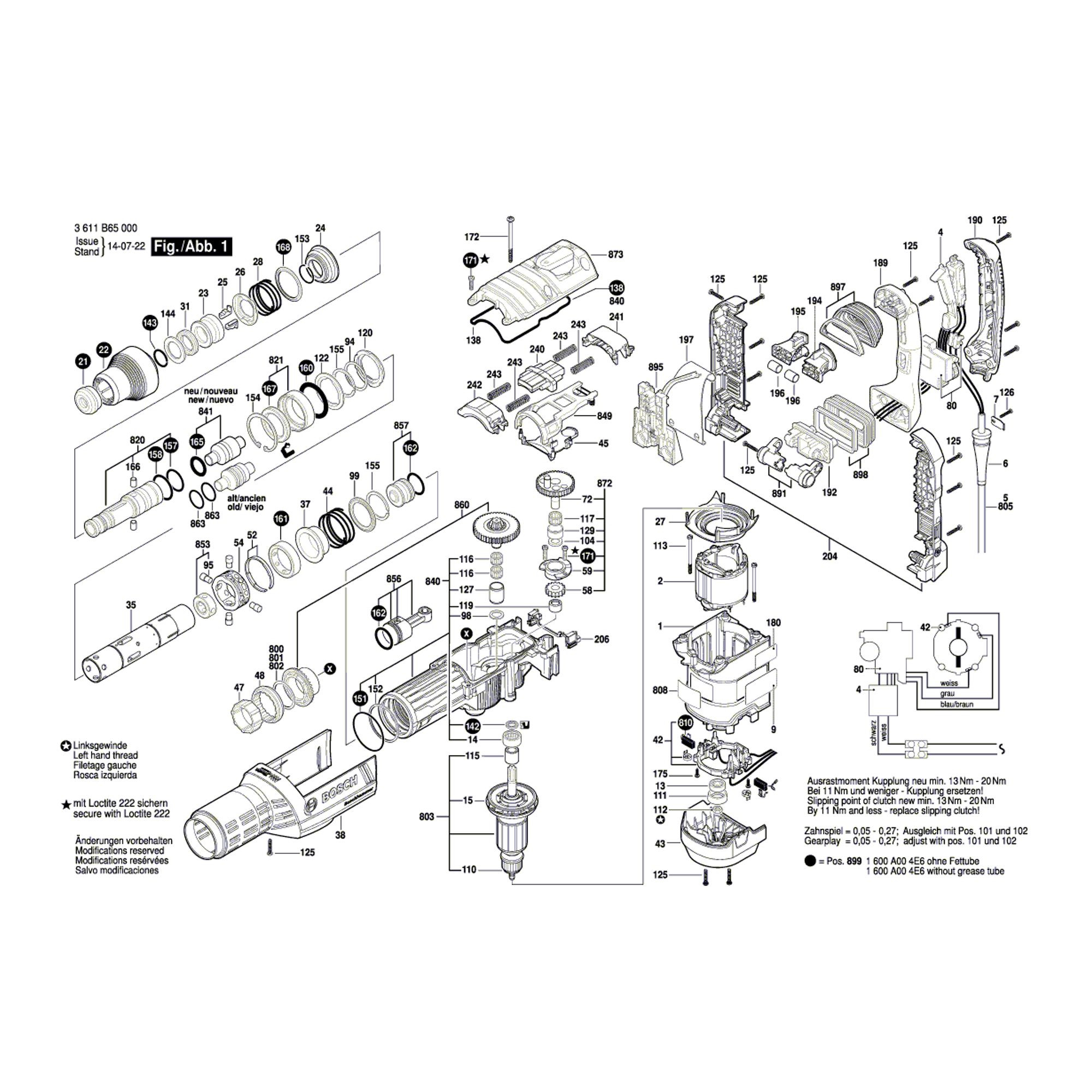 Vue éclatée Bosch GBH8-45DV 3611B65000 #01