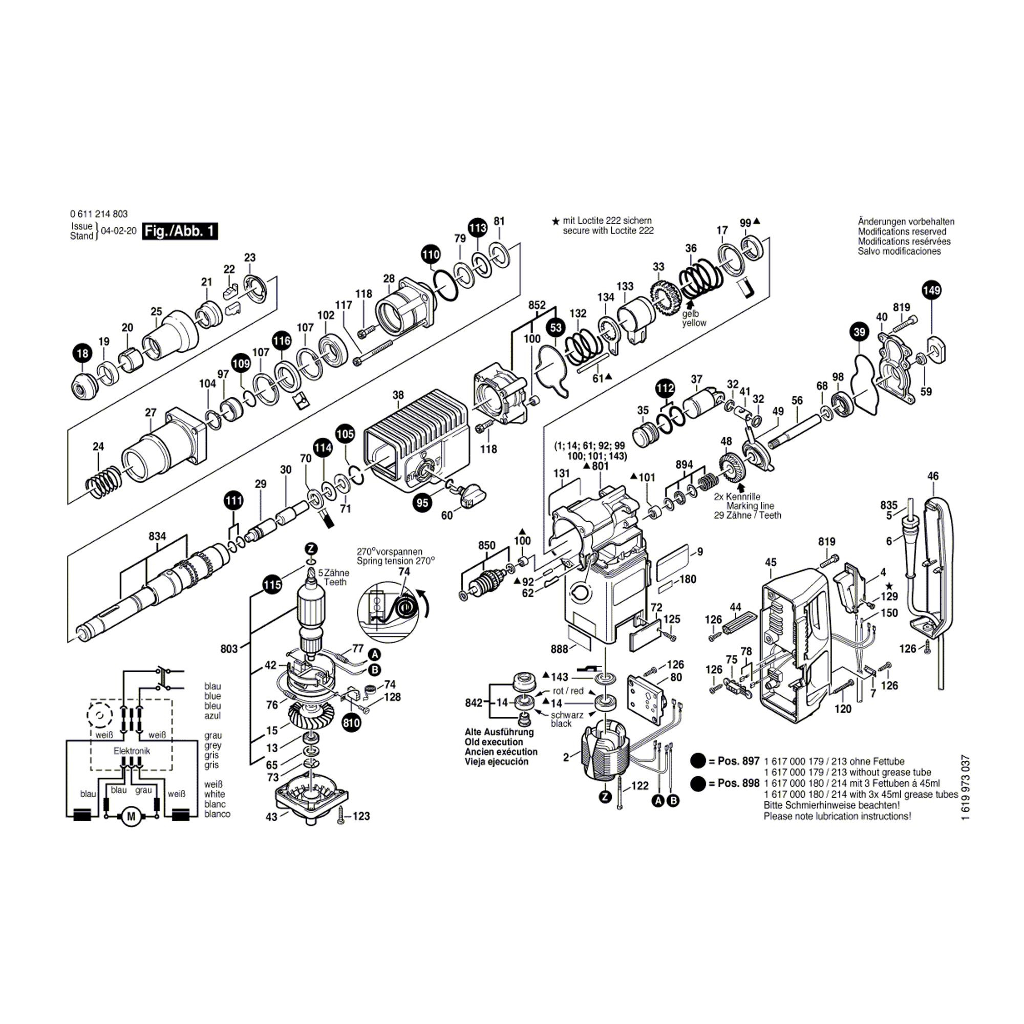 Vue éclatée Bosch GBH8/65DCE 0611214803 #01