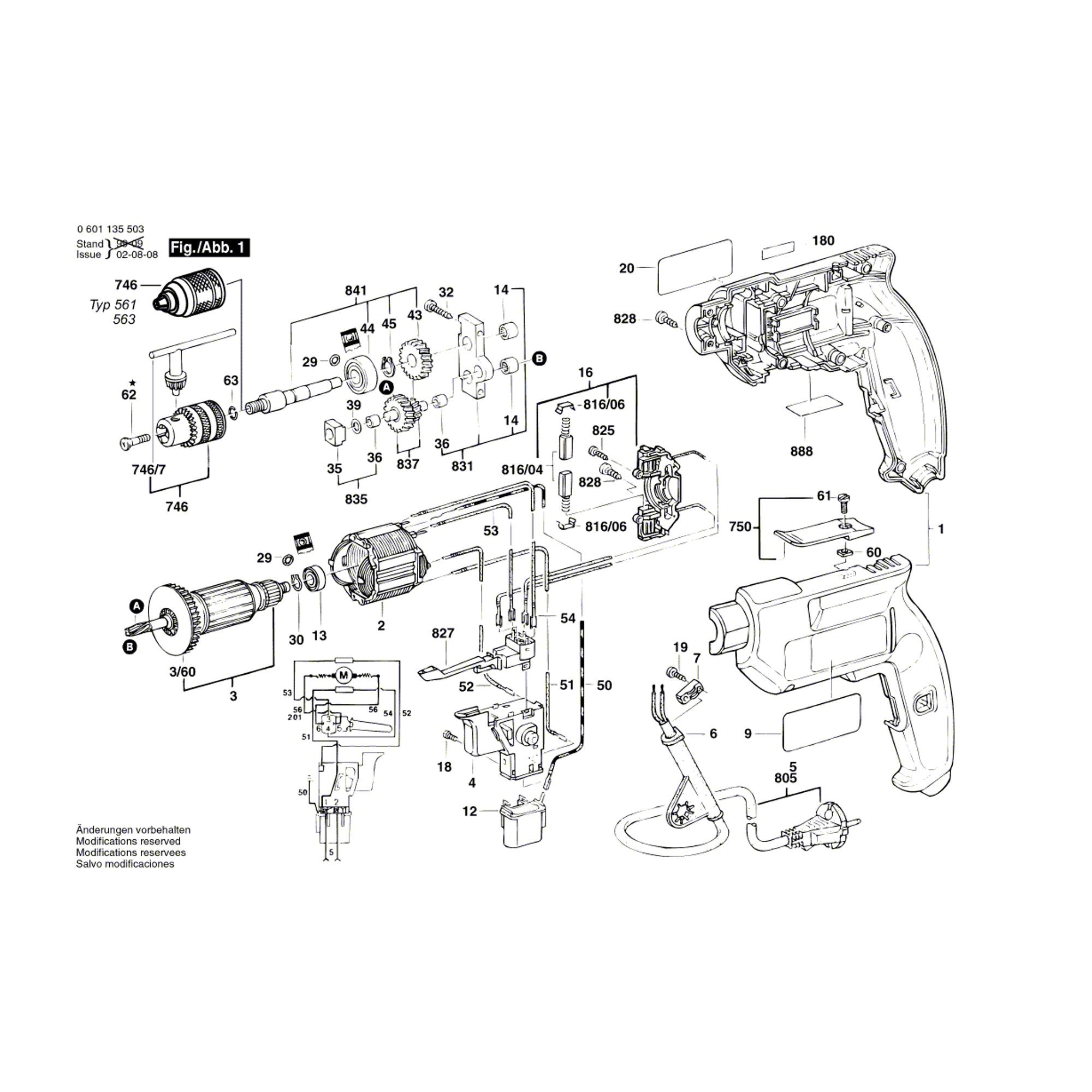 Vue éclatée Bosch GBM10RE 0601135503 #01