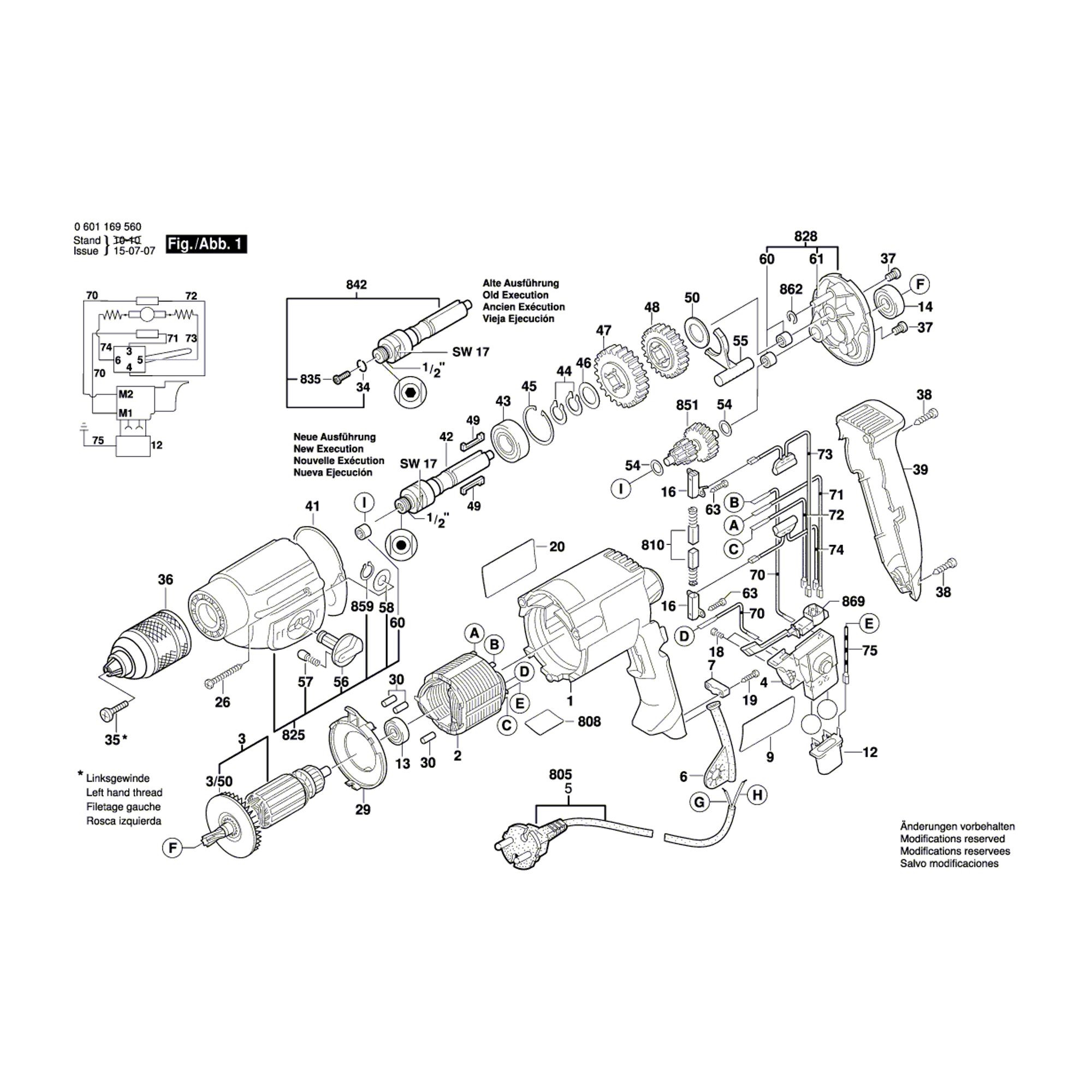 Vue éclatée Bosch GBM13-2RE 0601169560 #01