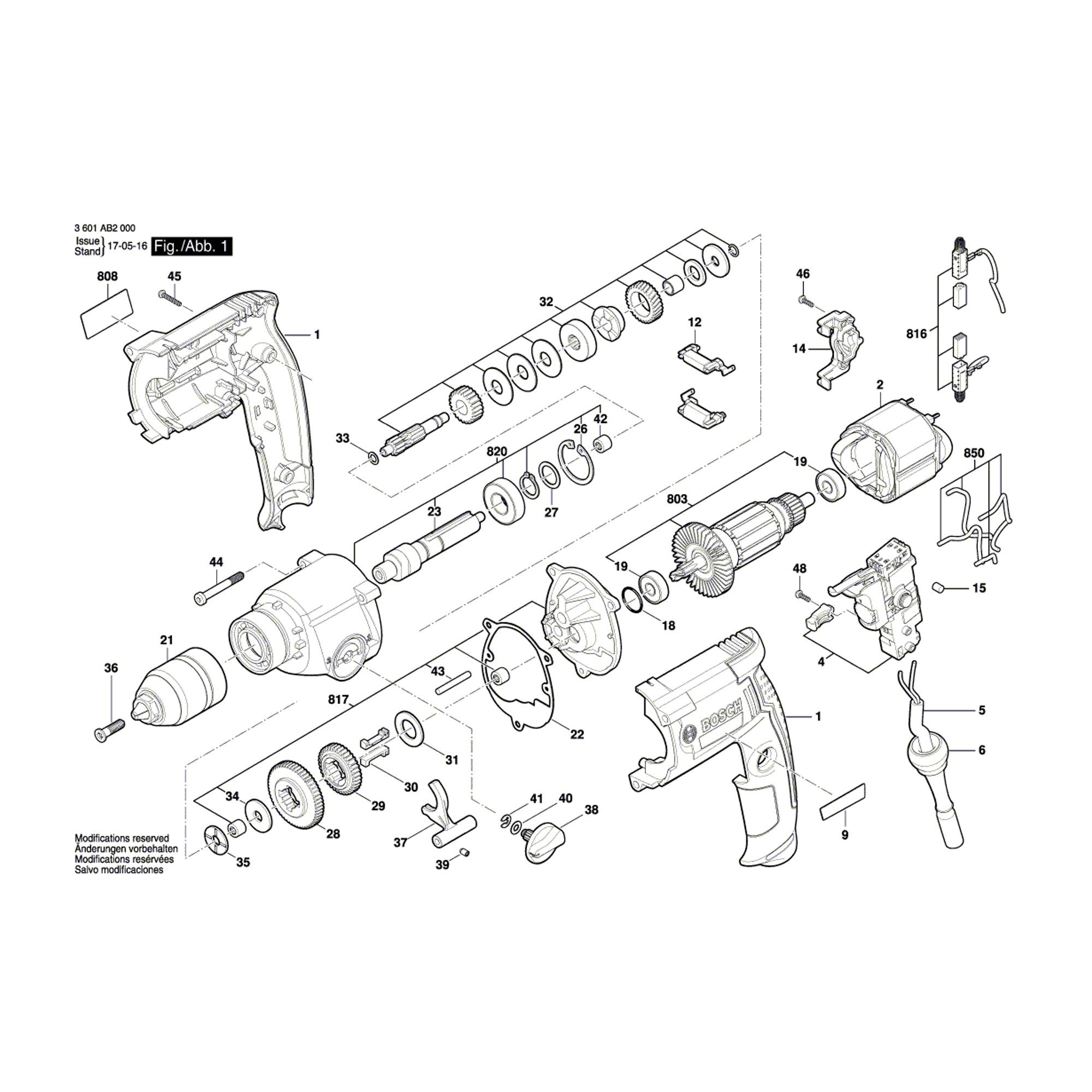 Vue éclatée Bosch GBM13-2RE 3601AB2000 #01